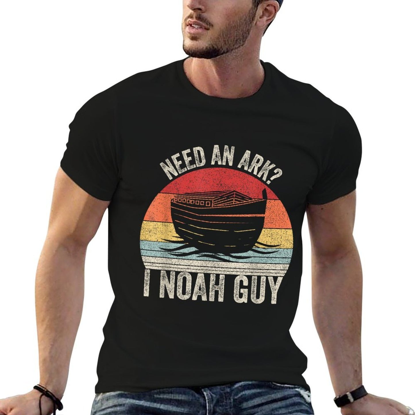 Catch Some Rays Retro Need An Ark I Noah Guy Christian Gifts Pun Funny Tagless Design T-Shirt