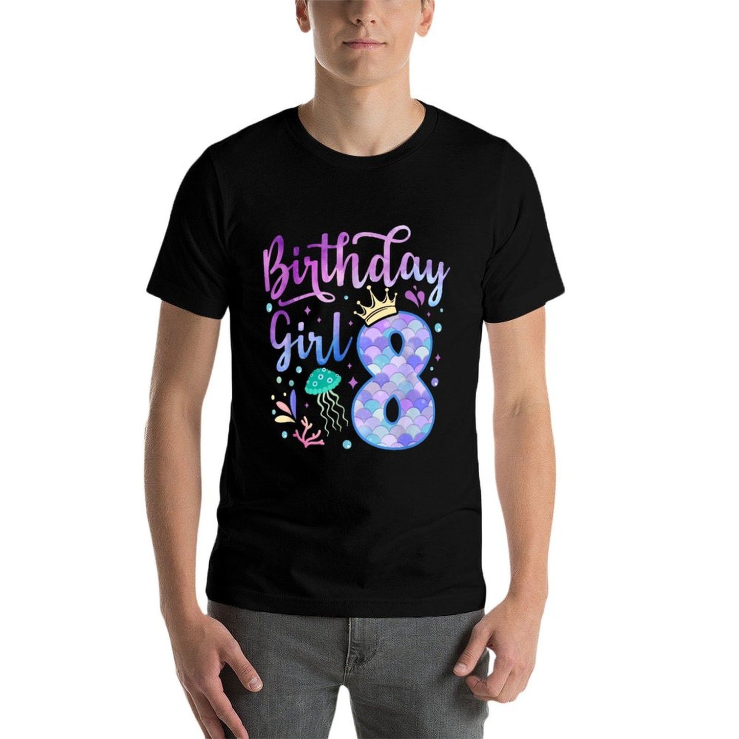 It's My 8th Bday Mermaid Funny Birthday Girls 8 Years Old Easy-care T-Shirt