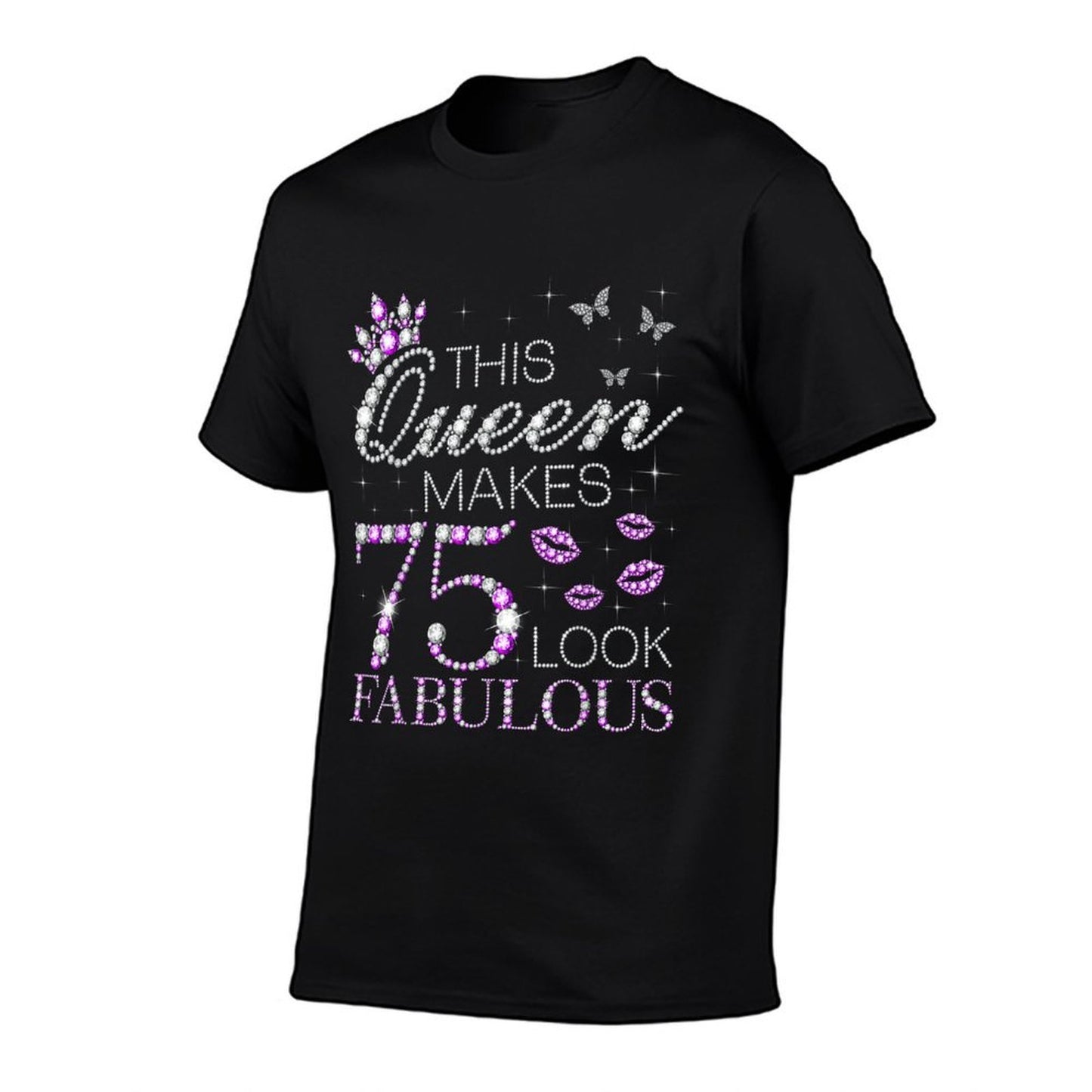 This Queen Makes 75 Look Fabulous 75th Birthday Purple Style Rolled Sleeves T-Shirt