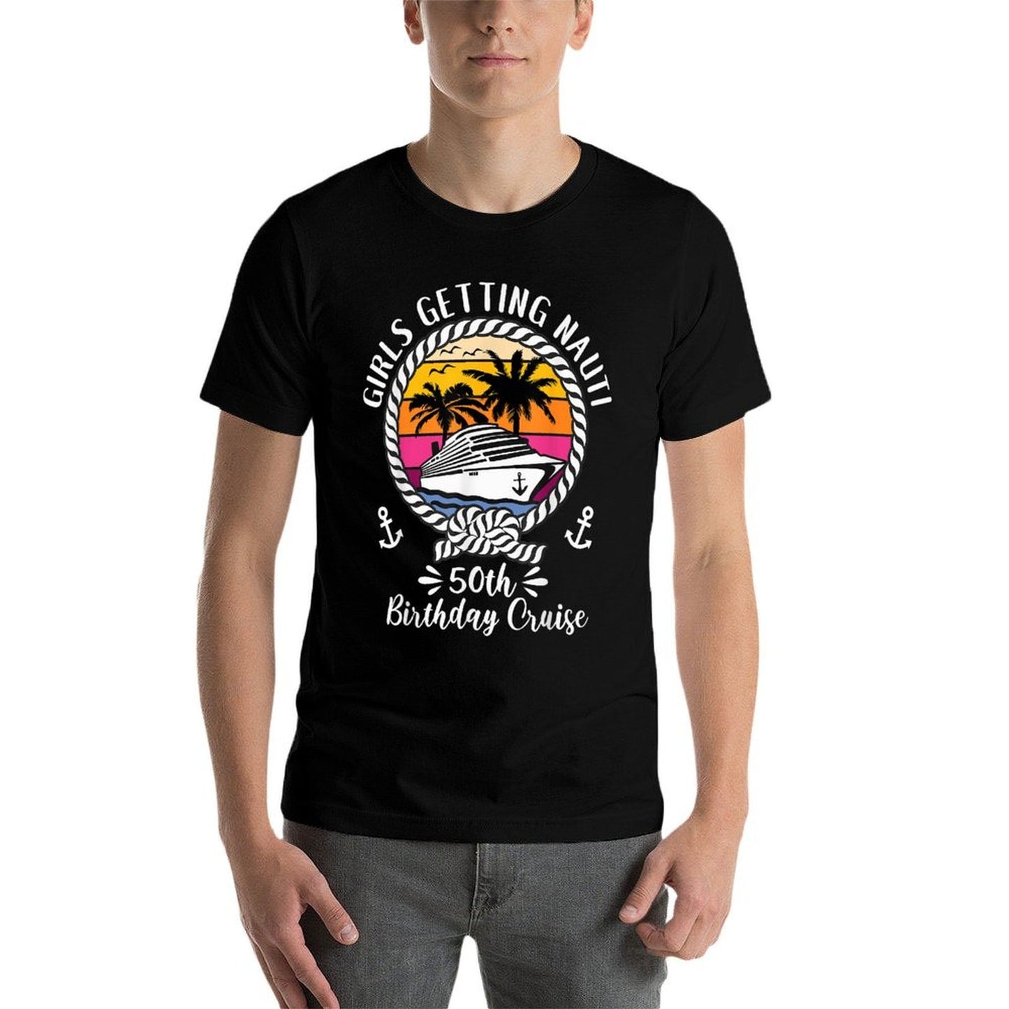 Funny Girls Cruise Girls Getting Nauti 50th Birthday Cruise Graphic-printed T-Shirt