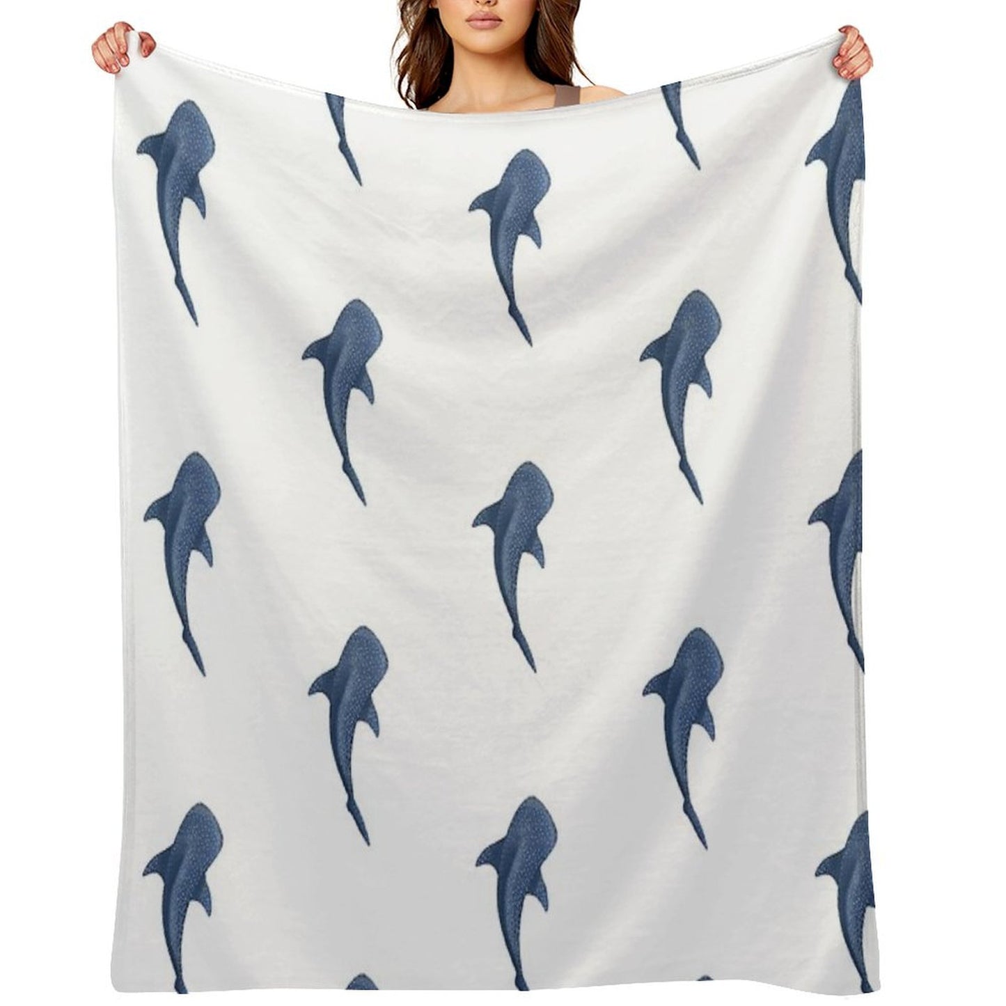 A Blue Whale Shark Swimming Easy Care Throw Blanket