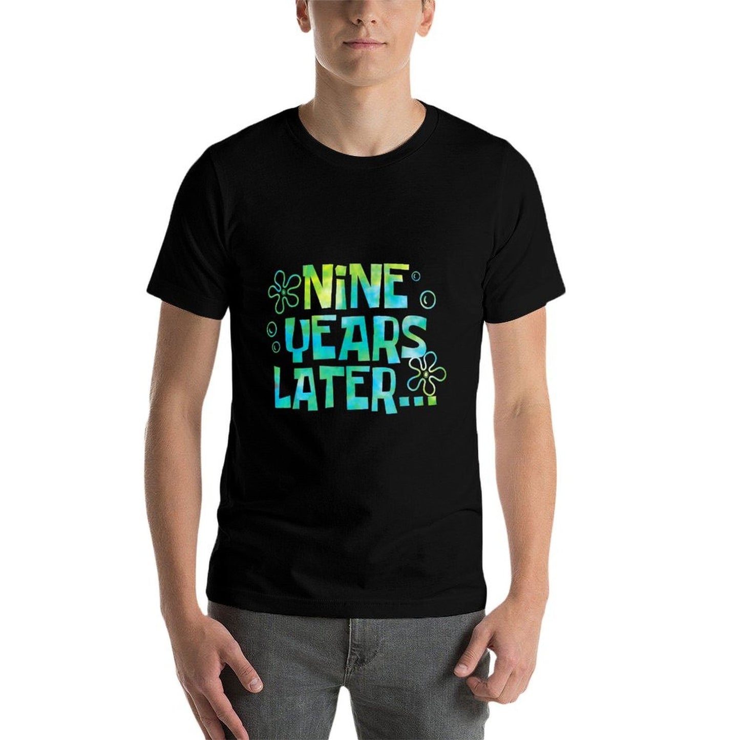 Nine Years Later Funny Meme 9 Year Old 9th Birthday Party Rolled Sleeves T-Shirt
