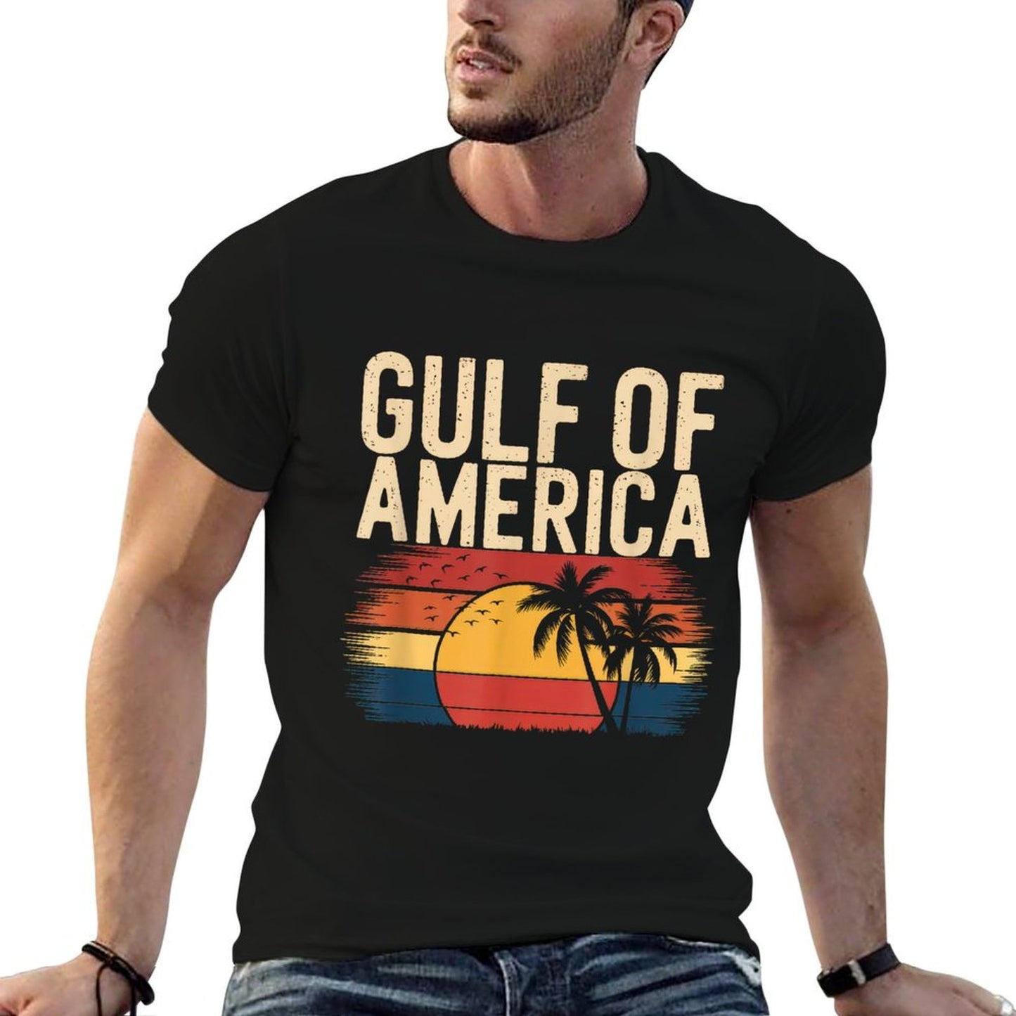 Gulf Of USA America Gift Men Women Flag Beach Trendy Pattern T-Shirt