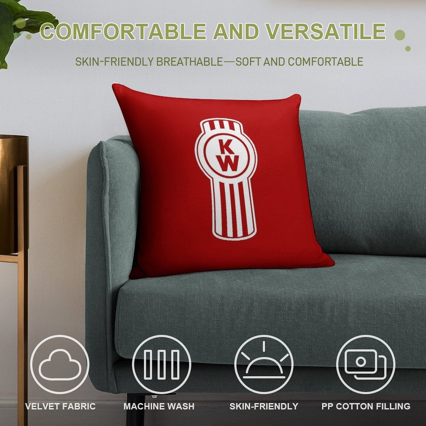 Kenworth Truck Logo Soft Luxury Feel Throw Pillow