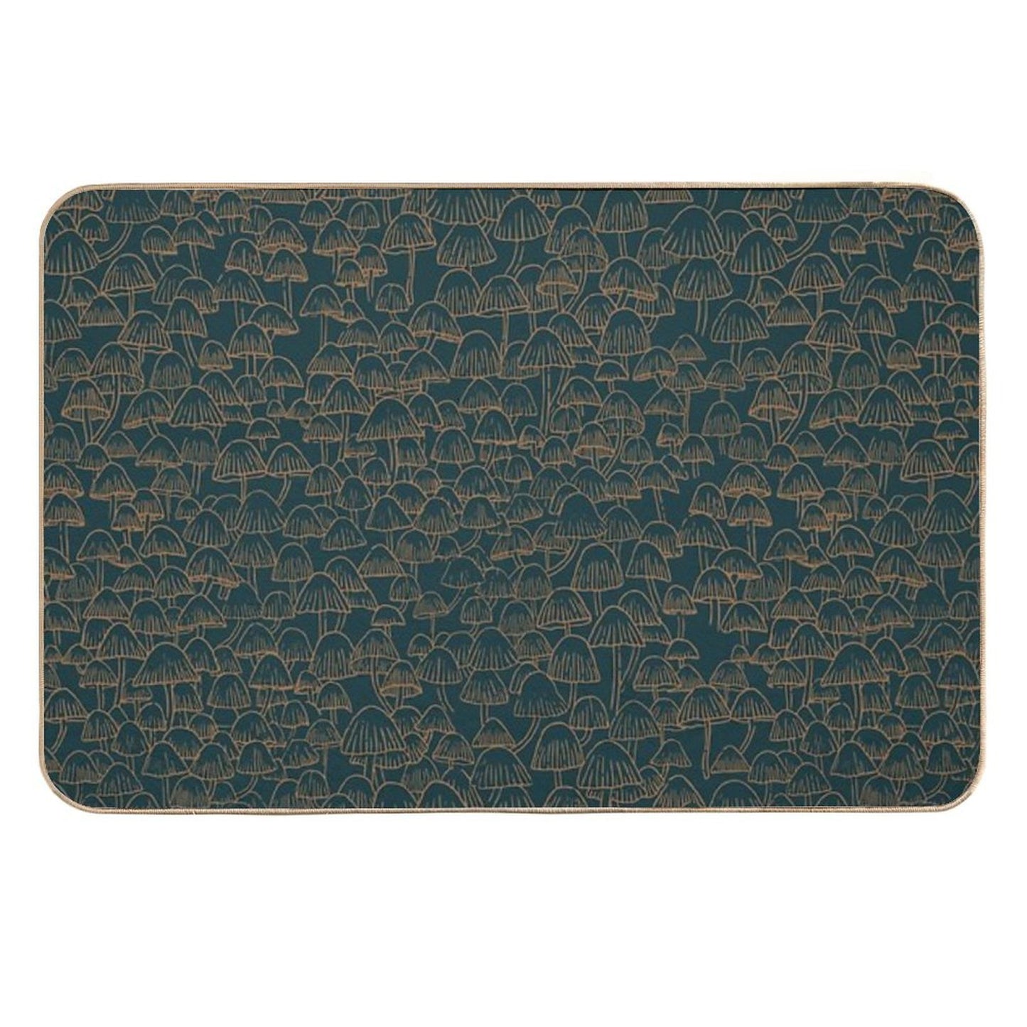 Autumn Mushrooms Gold Green Easy To Clean Bath Mat