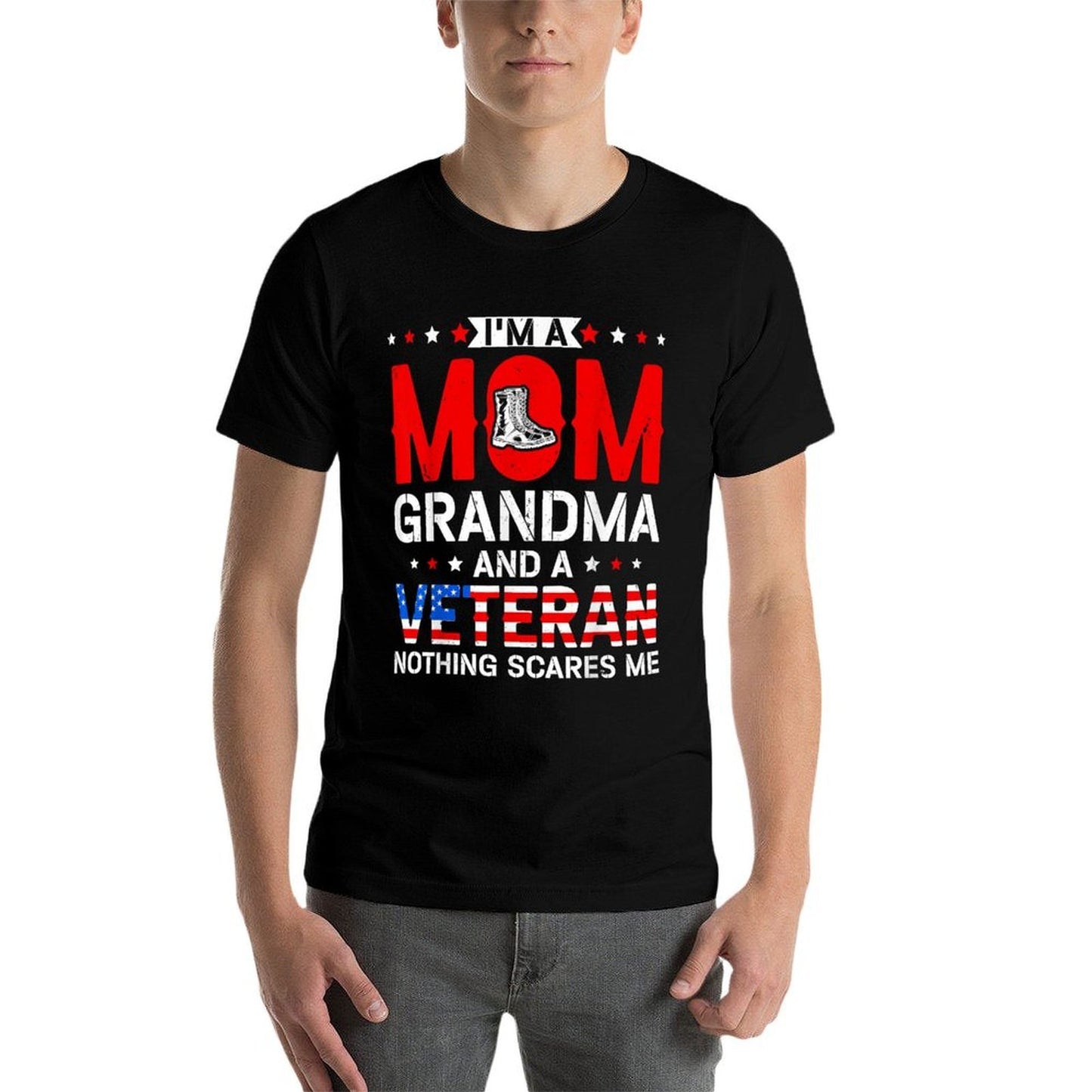 I'm A Mom Grandma And A Veteran Funny Female Veteran Grandma Wrinkle-resistant T-Shirt
