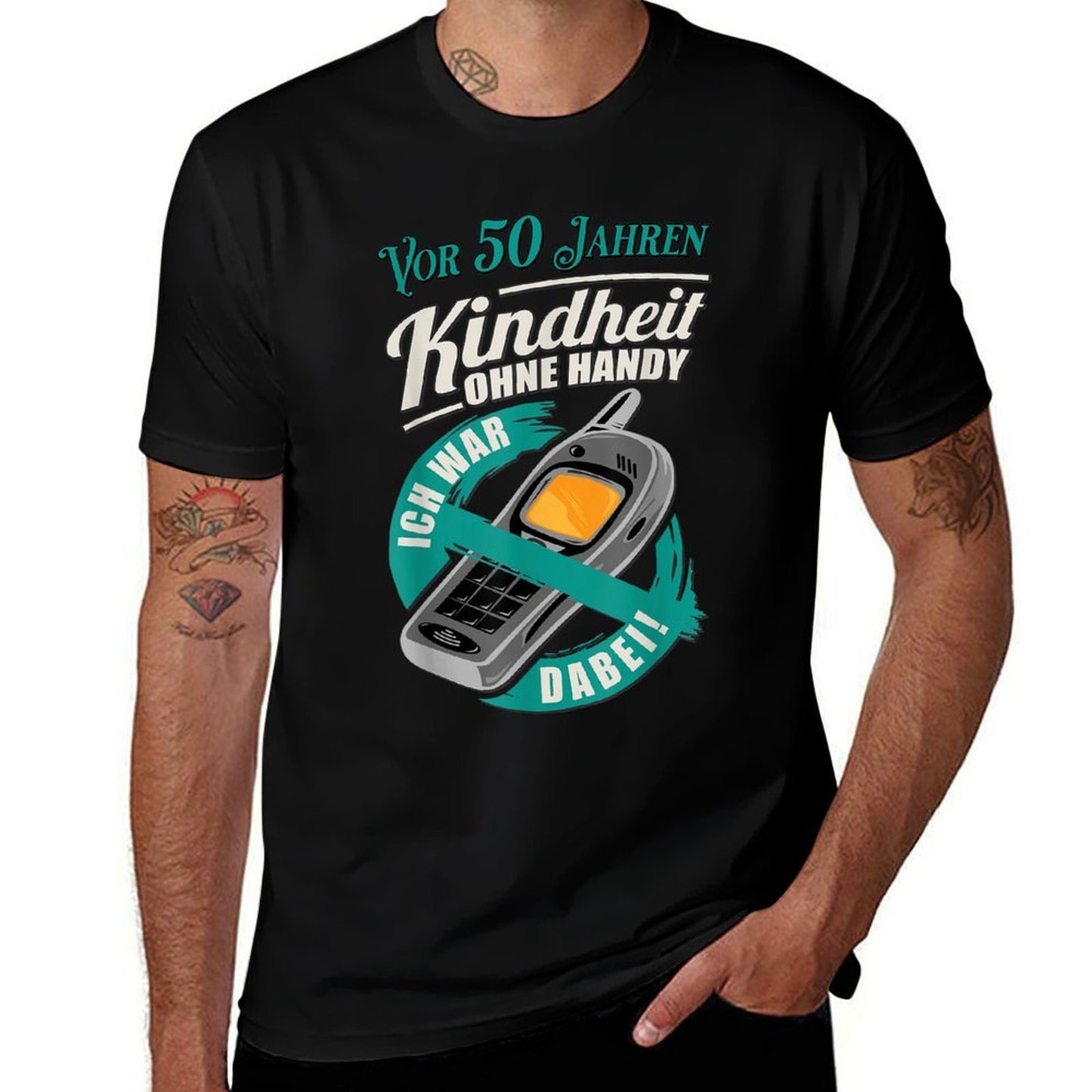 50th Birthday Childhood Without Mobile Phone 50 Years Ago Vintage-inspired T-Shirt