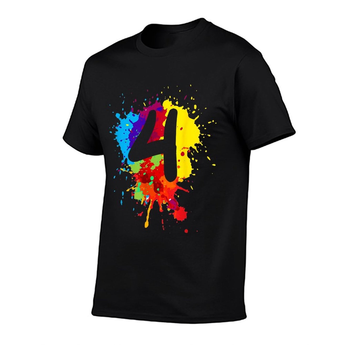 4 Years Old Girl Boy Birthday Gift Colourful Paint Splashes Versatile T-Shirt