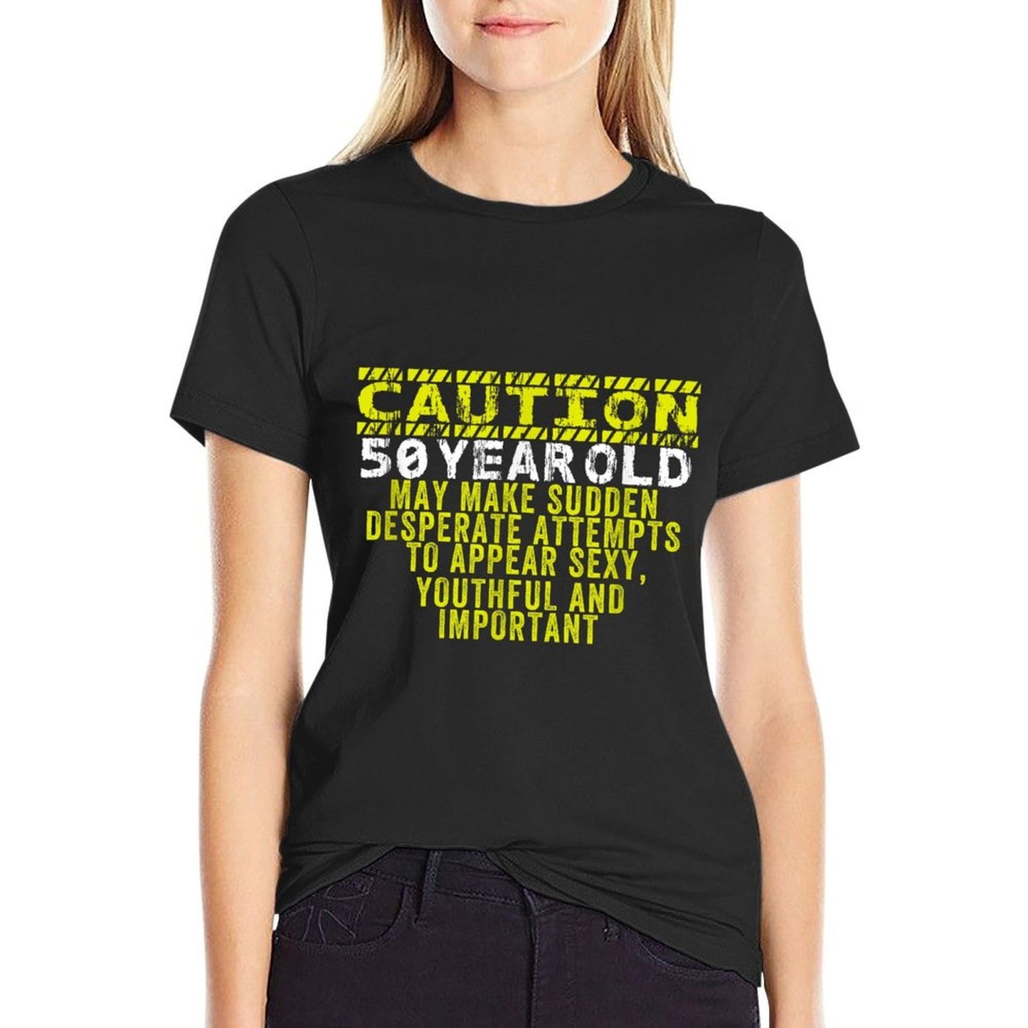 Caution 50 Year Old Birthday Funny Gag 50th Bday Joke Saying Relaxed-fit T-Shirt