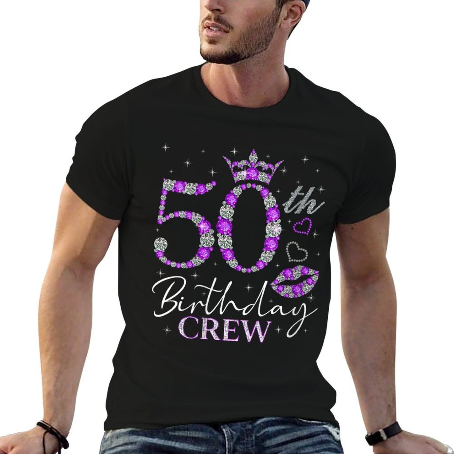 Womens 50th Birthday Crew 50 BDay 50 Year Old Birthday Decorations Heathered Texture T-Shirt