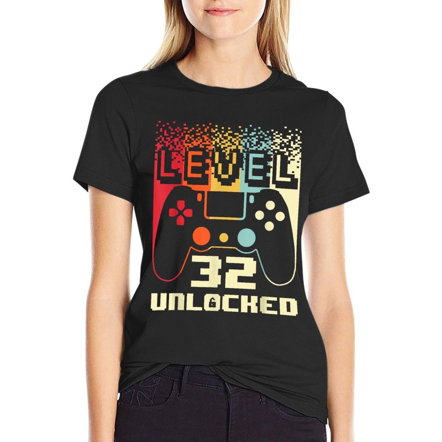 32nd Birthday For Men Level 32 Unlocked Gamer 32 Year Old Relaxed-fit T-Shirt