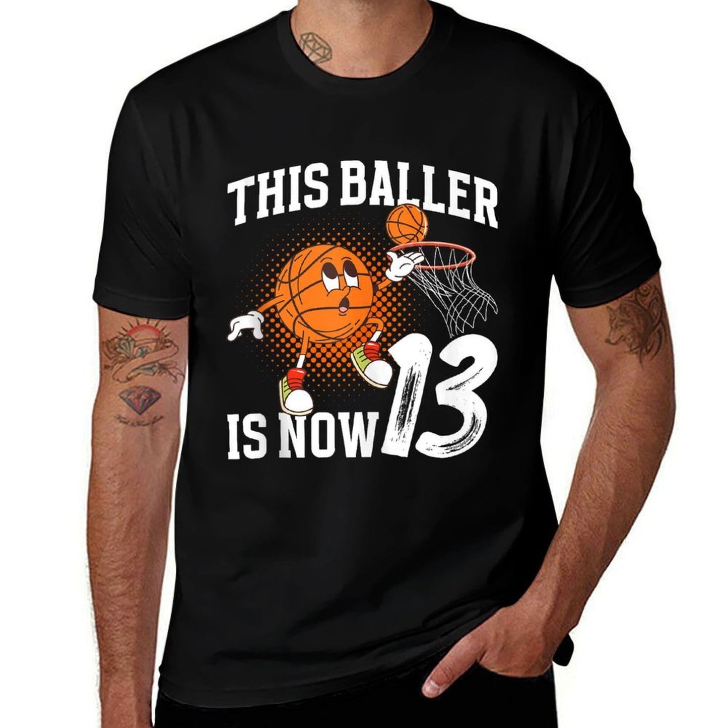13th Basketball Birthday Thirteen Year Old Basketball Player Stretchy T-Shirt