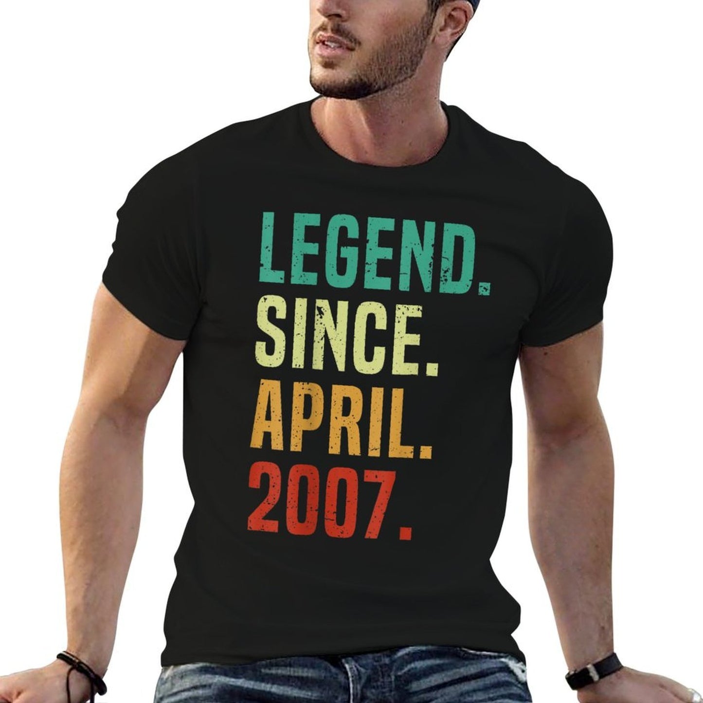 18 Years Old Legend Since April 2007 18th Birthday Cotton T-Shirt