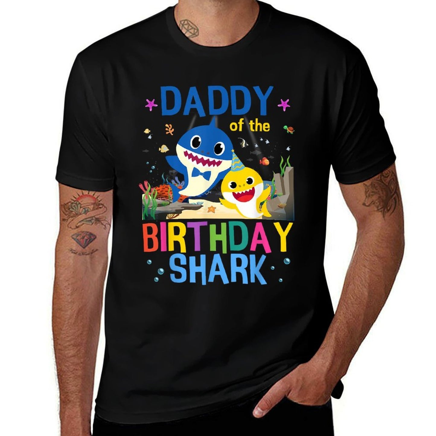 Funny Daddy Of The Birthday Family Shark Kids Birthday Lightweight T-Shirt