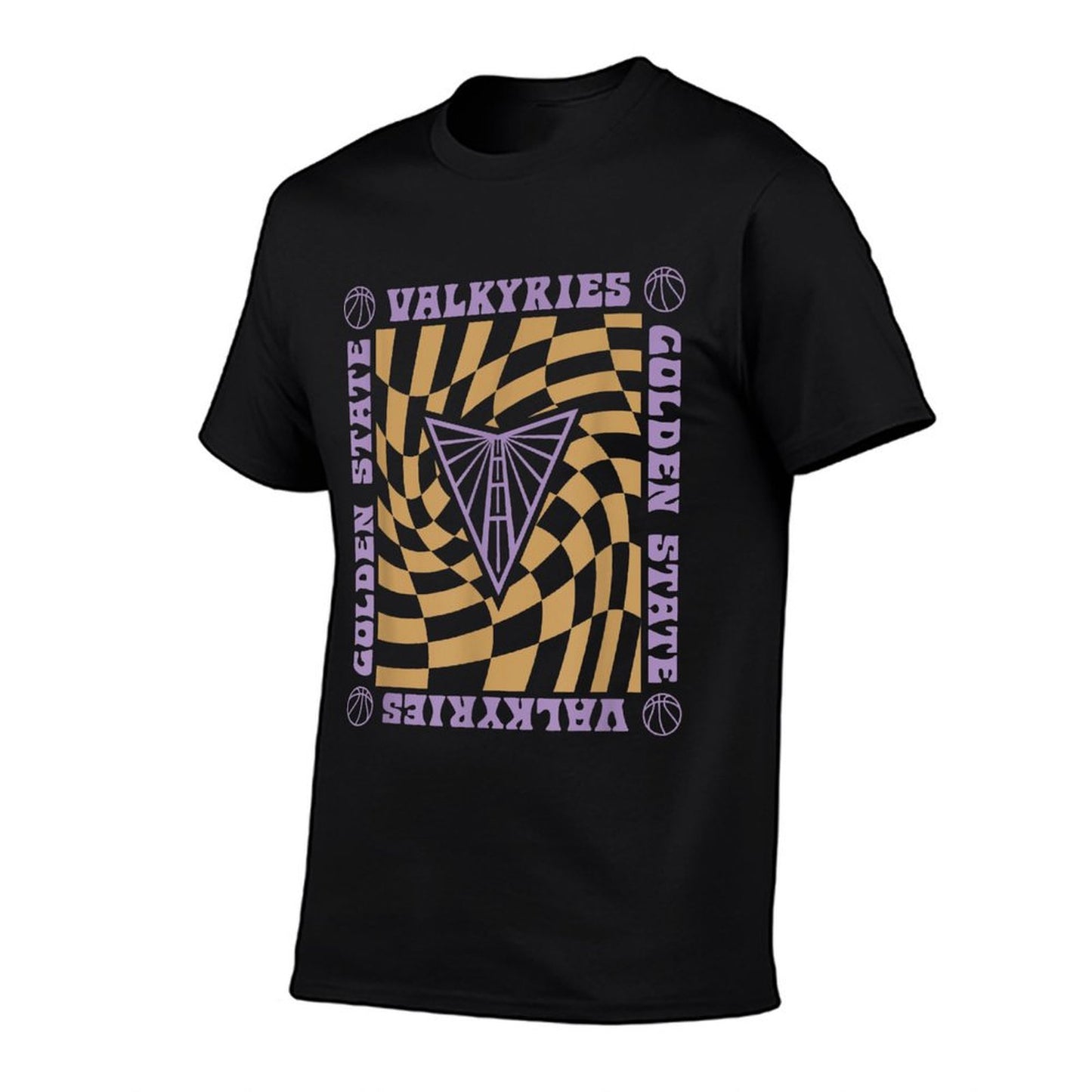 WNBA Golden State Valkyries Retro Wavy Checkerboard High-quality Stitching T-Shirt