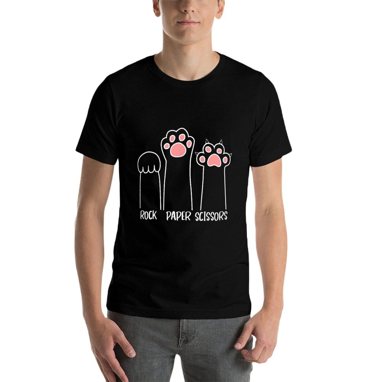 Introvert Cat Animal Rescue Pet Lover Apparel Rock Paper Scissors Hand Game Cute Paw Funny Cat Durable T-Shirt