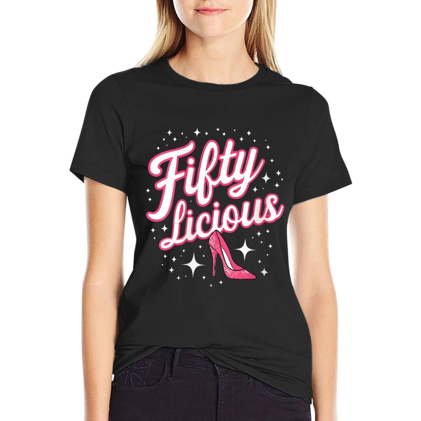 Womens Fifty-licious Squad Matching 50th Birthday Fiftylicious Summer-ready Fabric T-Shirt