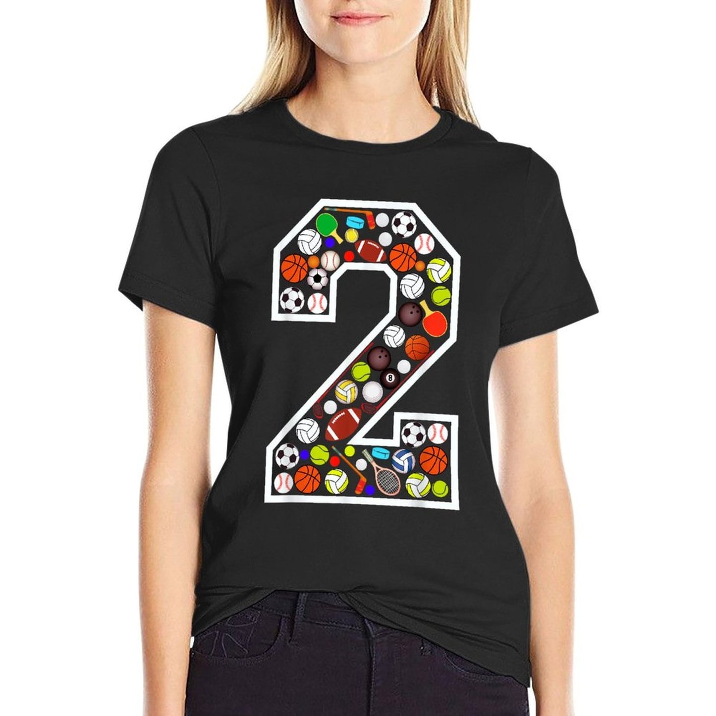 Kids 2nd Birthday Sports Big Number Two 2 Year Old Boy Soft T-Shirt