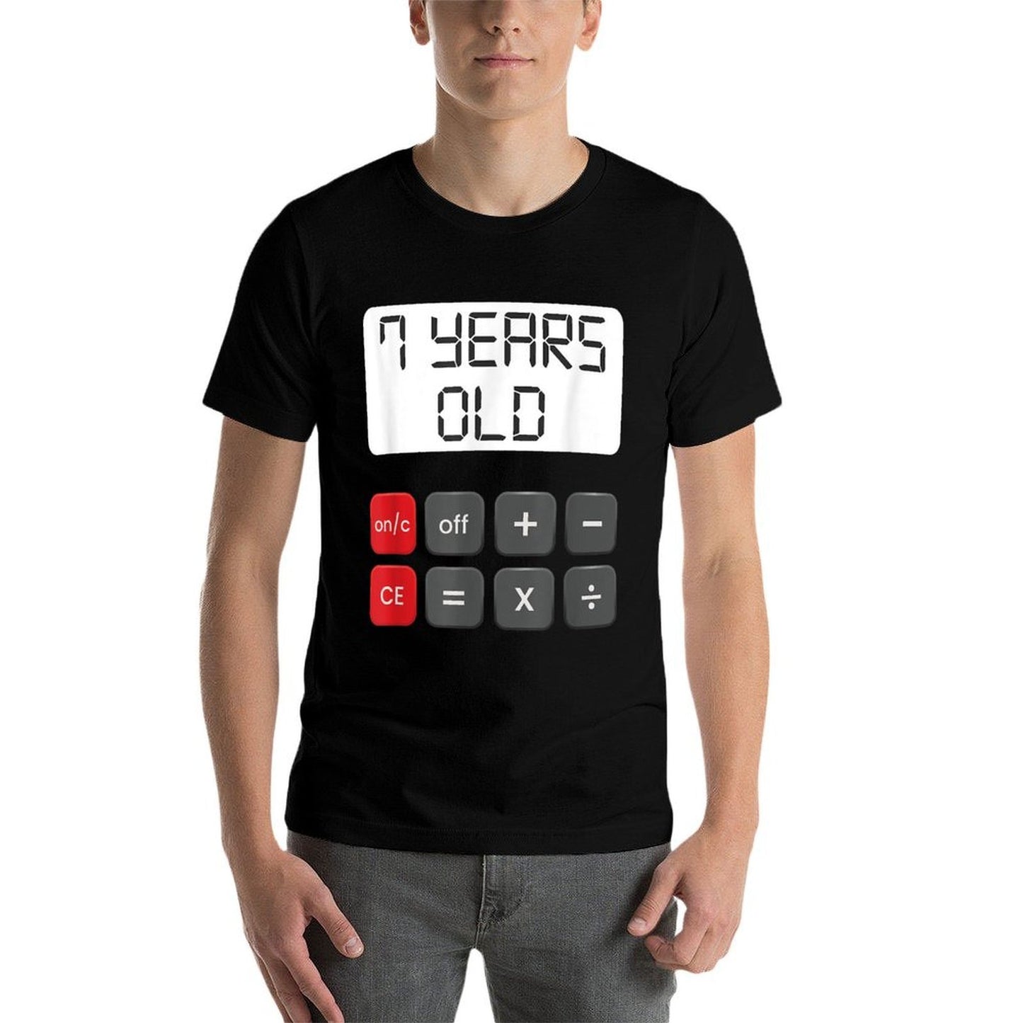 Funny Math Geek 7th Birthday Gift Math 7 Years Old Birthday Heathered Texture T-Shirt