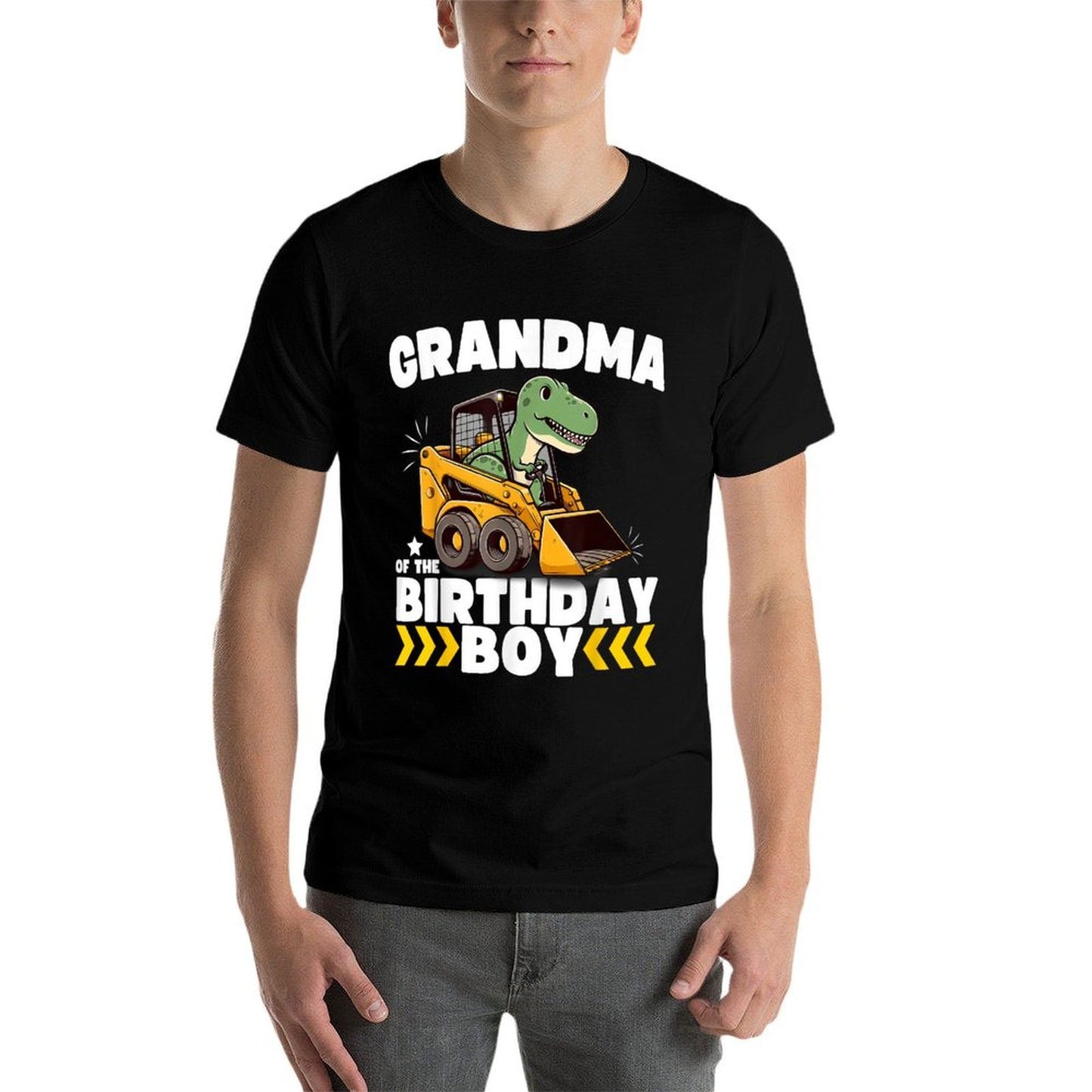 Grandma of The Birthday Boy Dinosaur Construction Worker Trendy Pattern T-Shirt