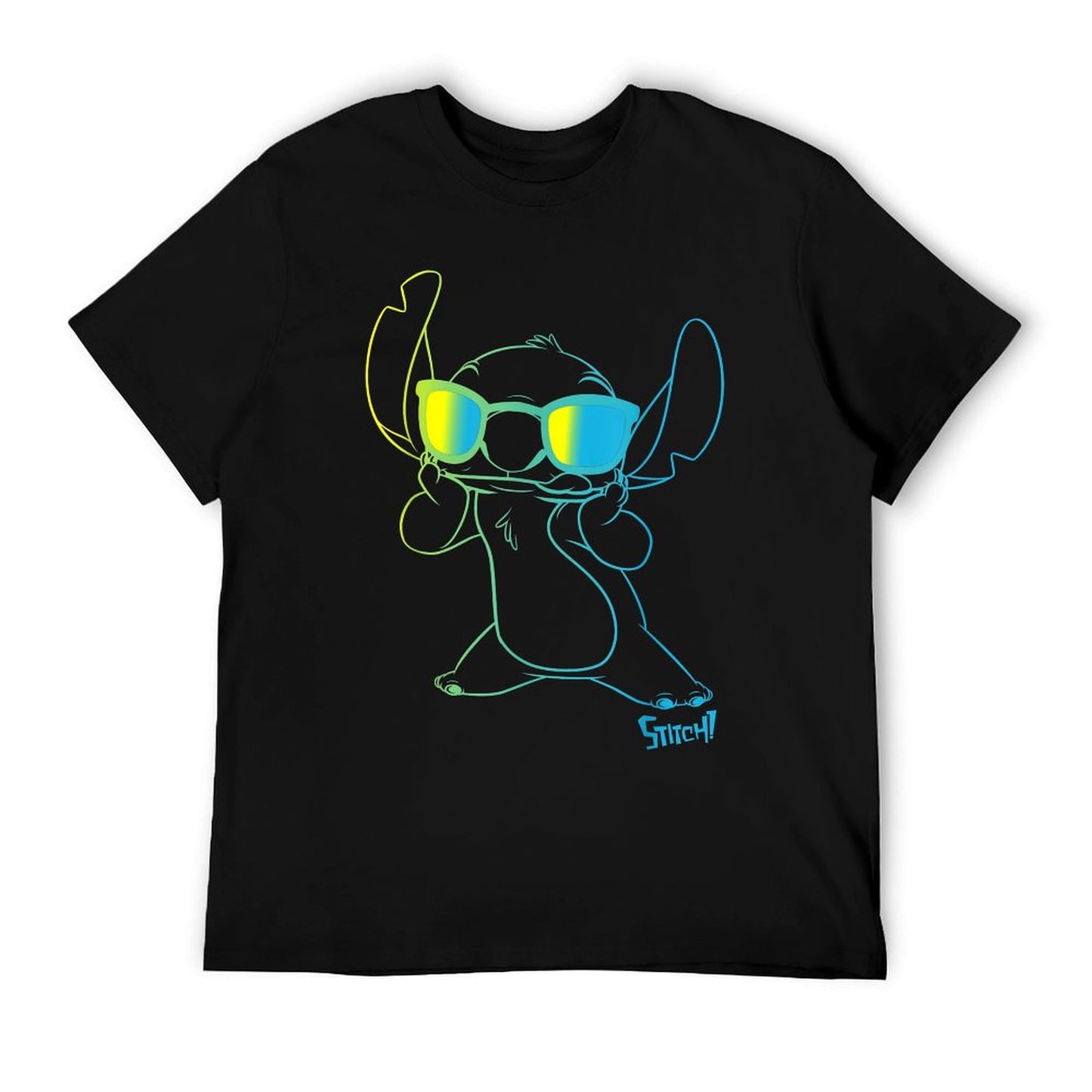 Lilo & Stitch Cool Stitch Neon Outline Chest Portrait Wrinkle-resistant T-Shirt