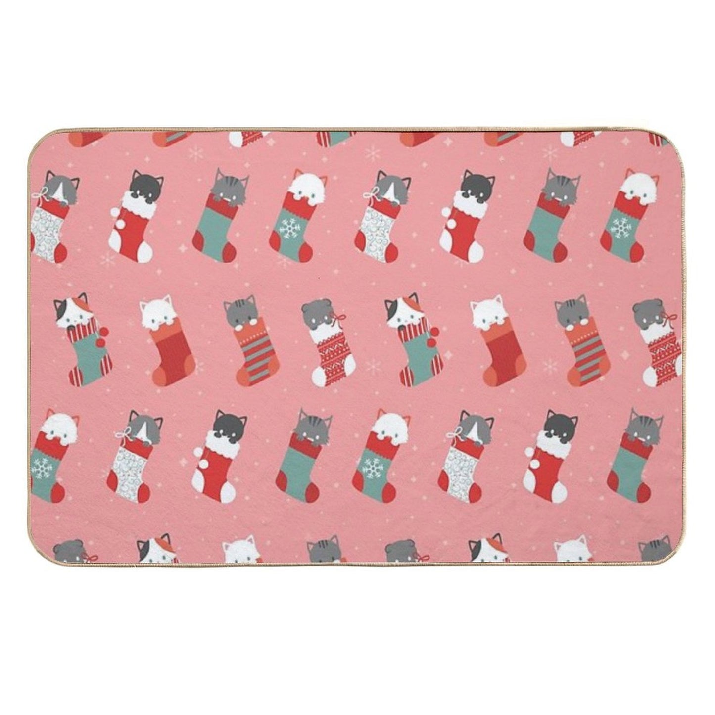 Christmas Cat Stockings Slip-Resistant Bath Mat