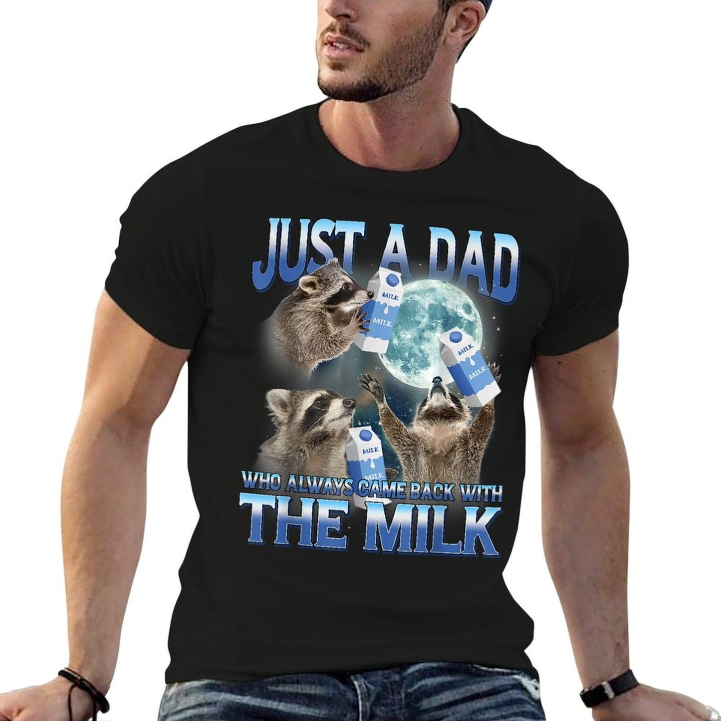Just A Dad Who Always Came Back With The Milk Funny Dad Joke Polyester Blend T-Shirt