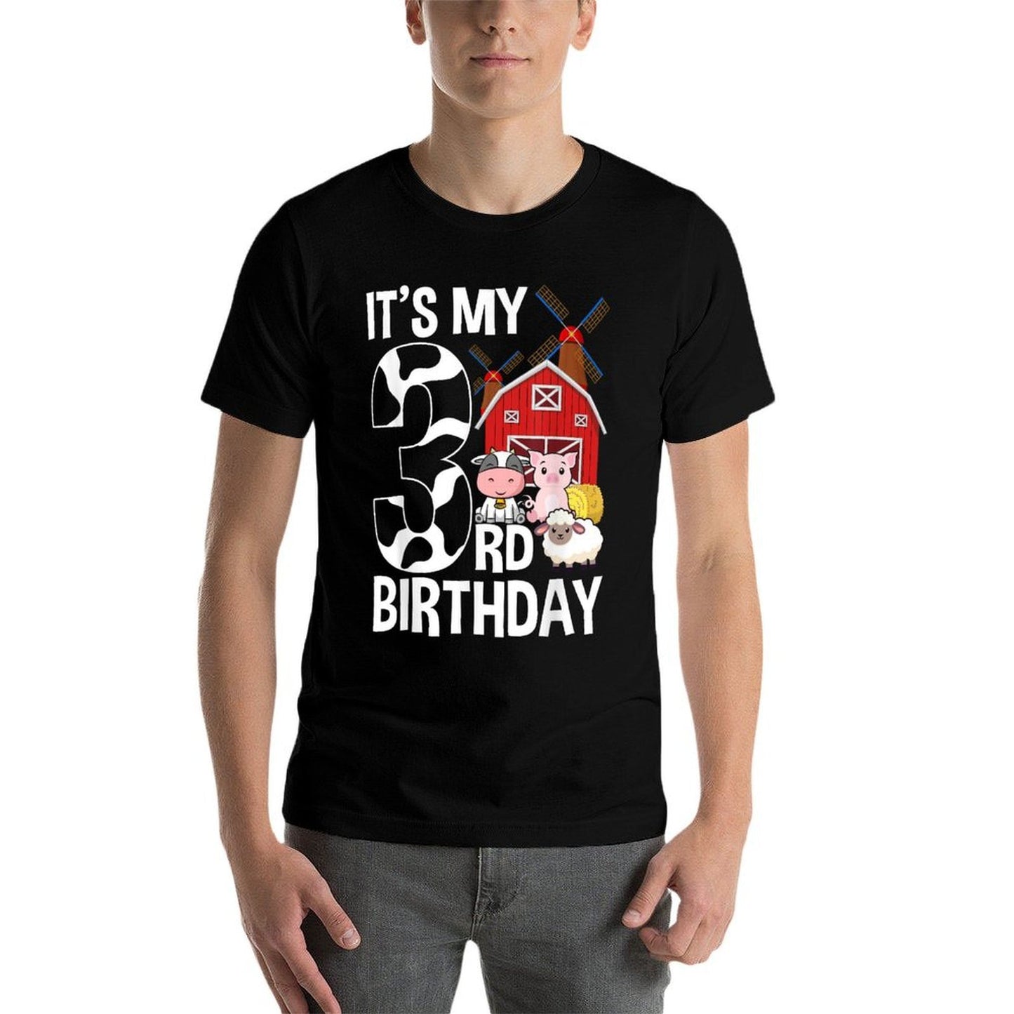 Farm Animals 3 Year Old It's My 3rd Birthday Party Easy-care T-Shirt