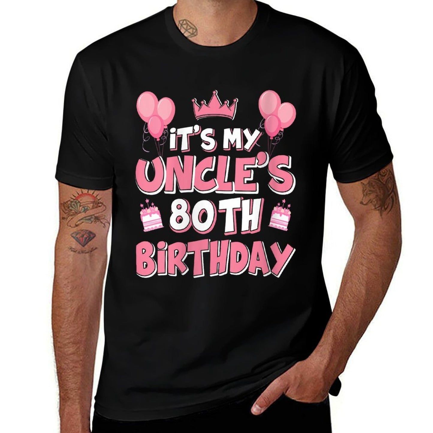 Womens Balloons It's My Uncle's 80th Birthday 1945 80 Years Old Stretchy T-Shirt