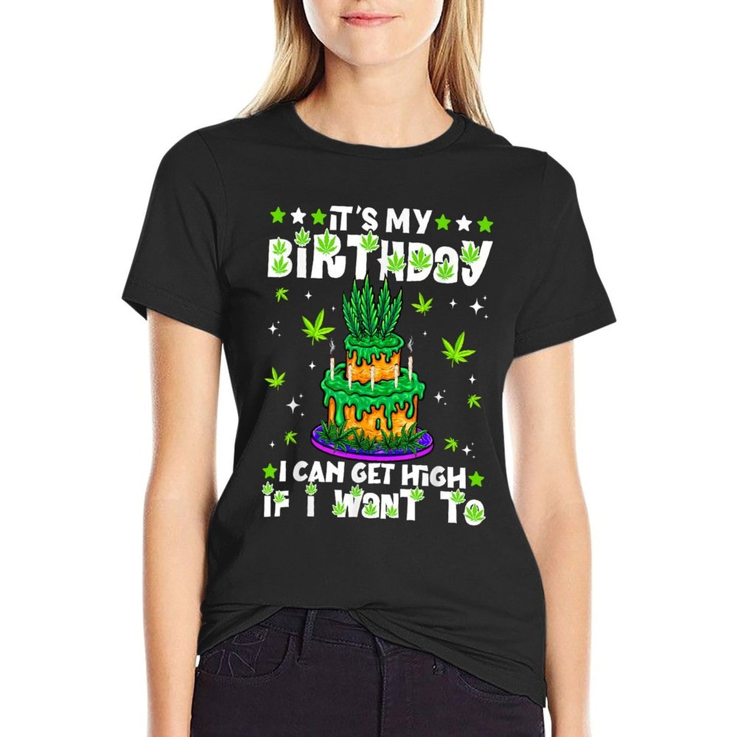 Funny Birthday Cannabis Marijuana 420 Cake Youth Dad Summer-ready Fabric T-Shirt