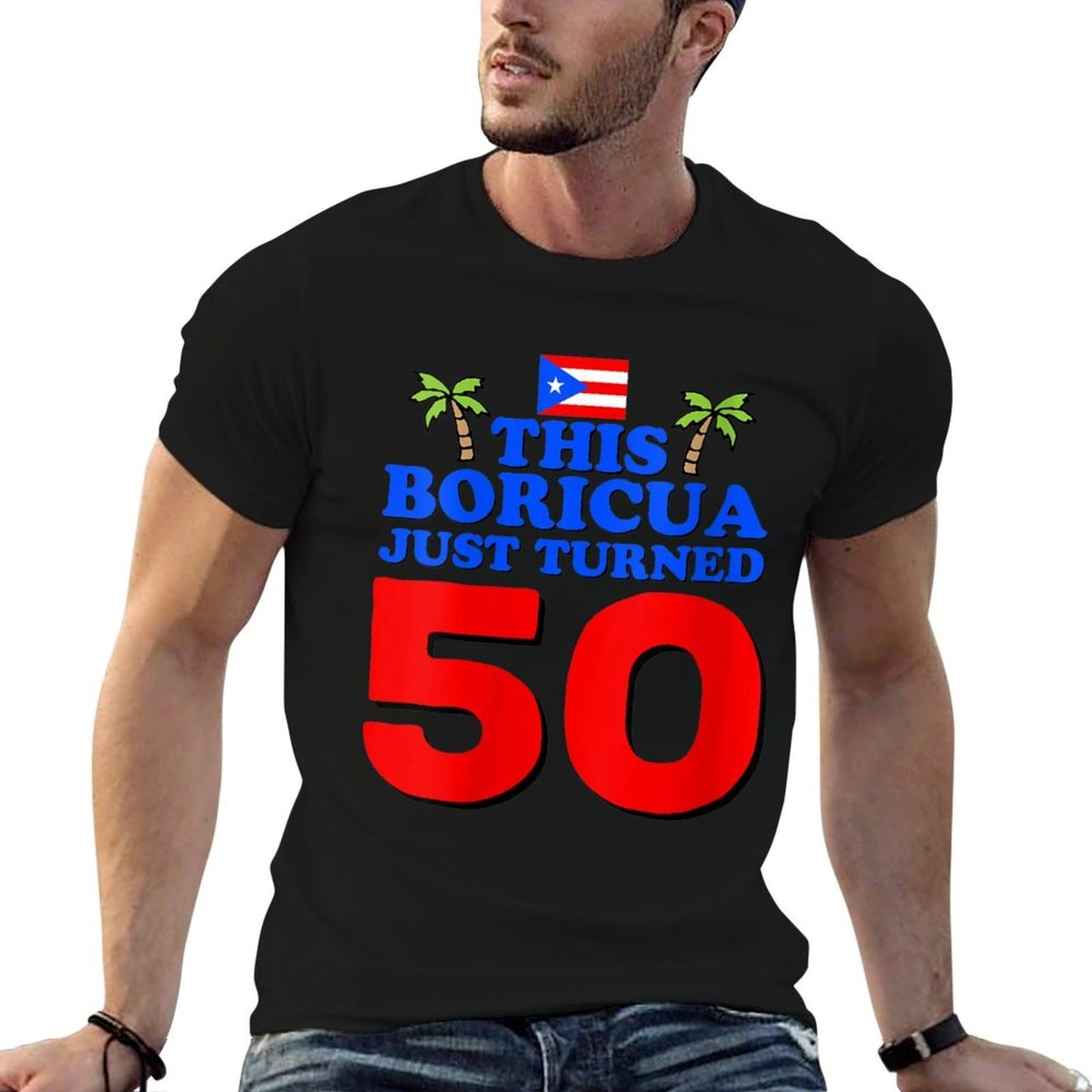 Womens This Boricua Just Turned 50 Puerto Rican 50th Birthday Gift Polyester Blend T-Shirt
