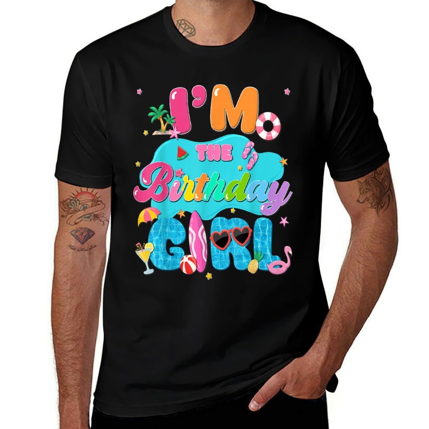 Im The Birthday Girl Pool Party Beach Family Matching Rolled Sleeves T-Shirt