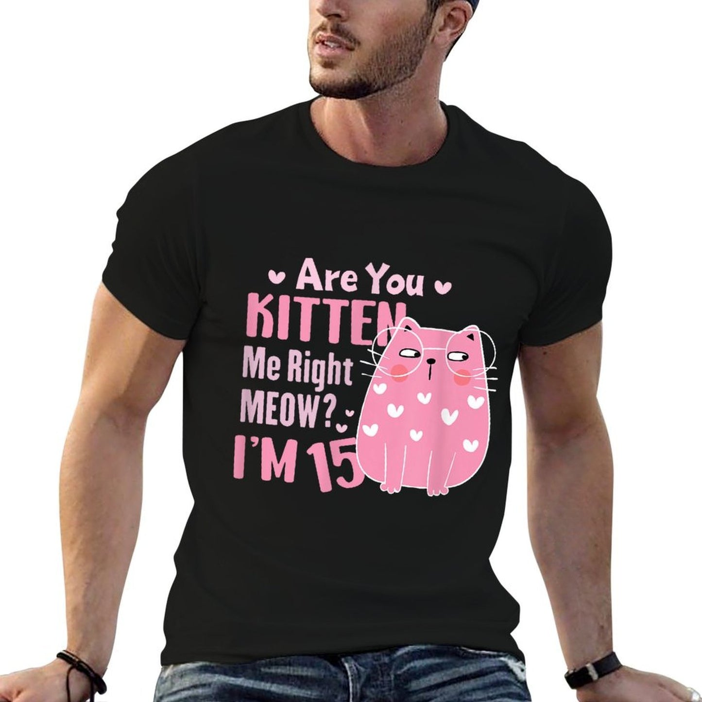 15th Cat Birthday Party Fifteen Year Old Girl Kitty Birthday Eco-friendly Material T-Shirt
