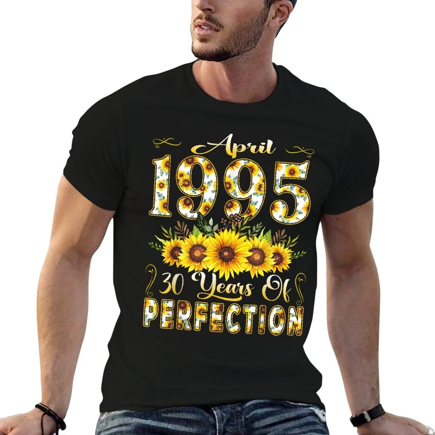 30 Year Old April 1995 Sunflower 30th Birthday Girl Women Oversized Silhouette T-Shirt