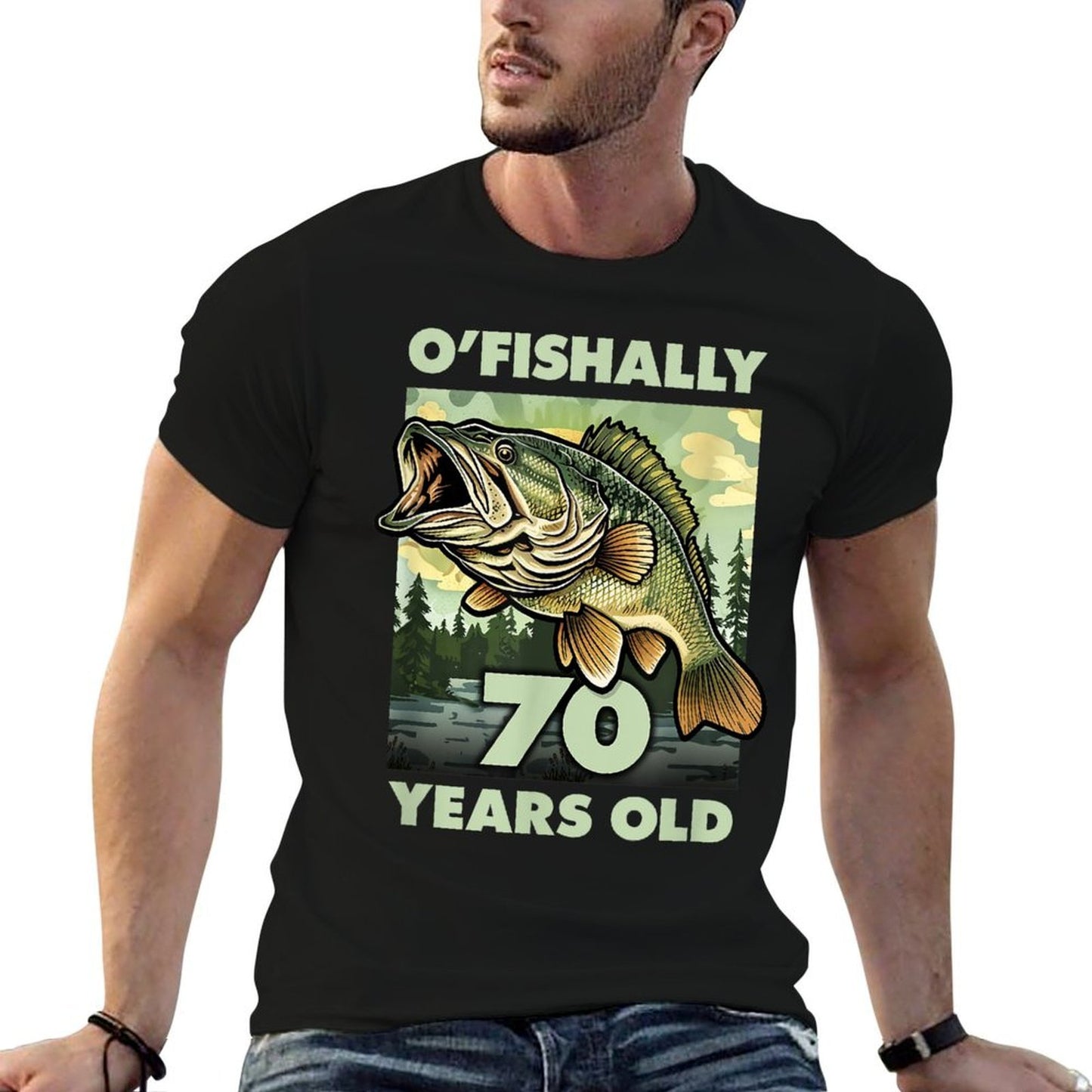 70 Year Old Fisherman O'Fishally 70 Fishing 70th Birthday Summer-ready Fabric T-Shirt