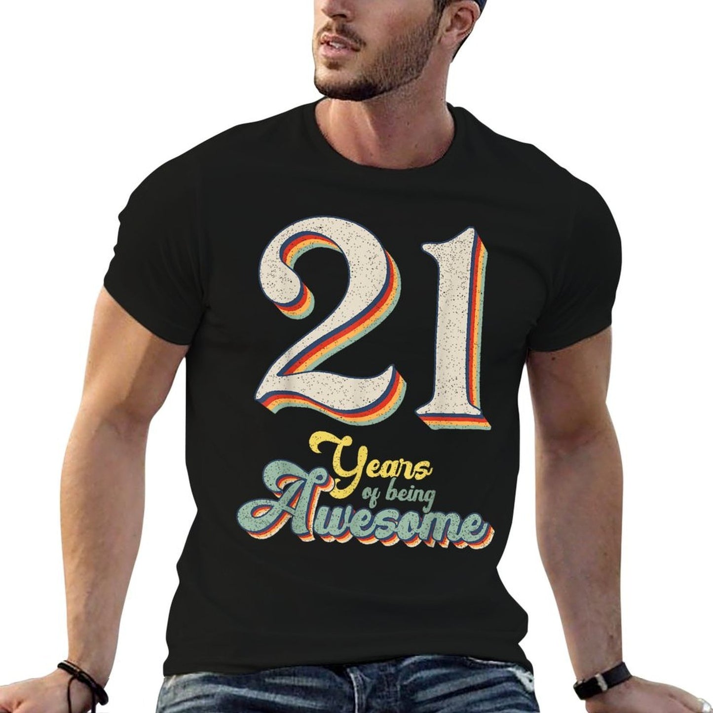 21 Years Of Being Awesome Retro Vintage 21st Birthday High-quality Stitching T-Shirt