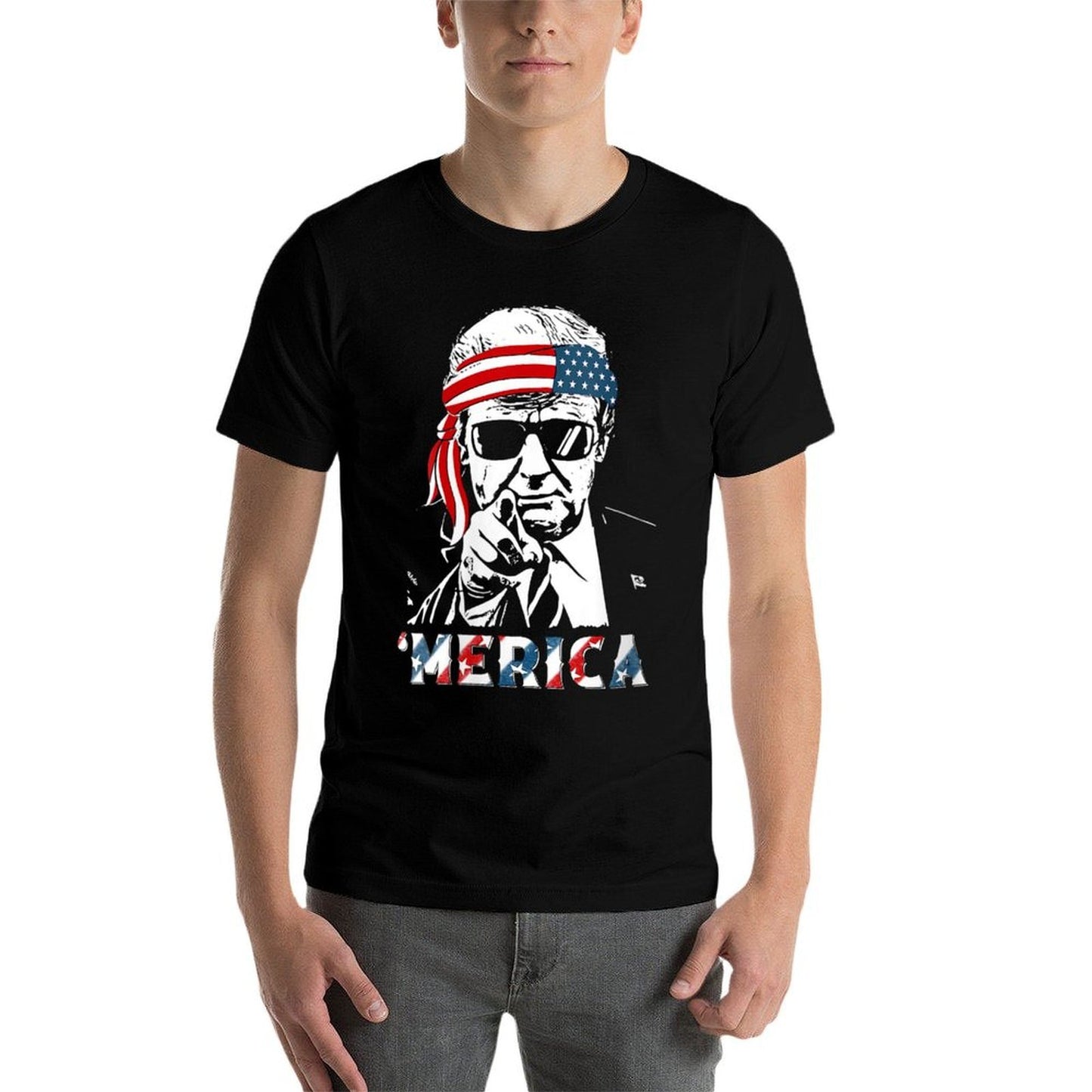 Womens 'MERICA TRUMP Happy 4th Of July Trump American Eco-friendly Material T-Shirt
