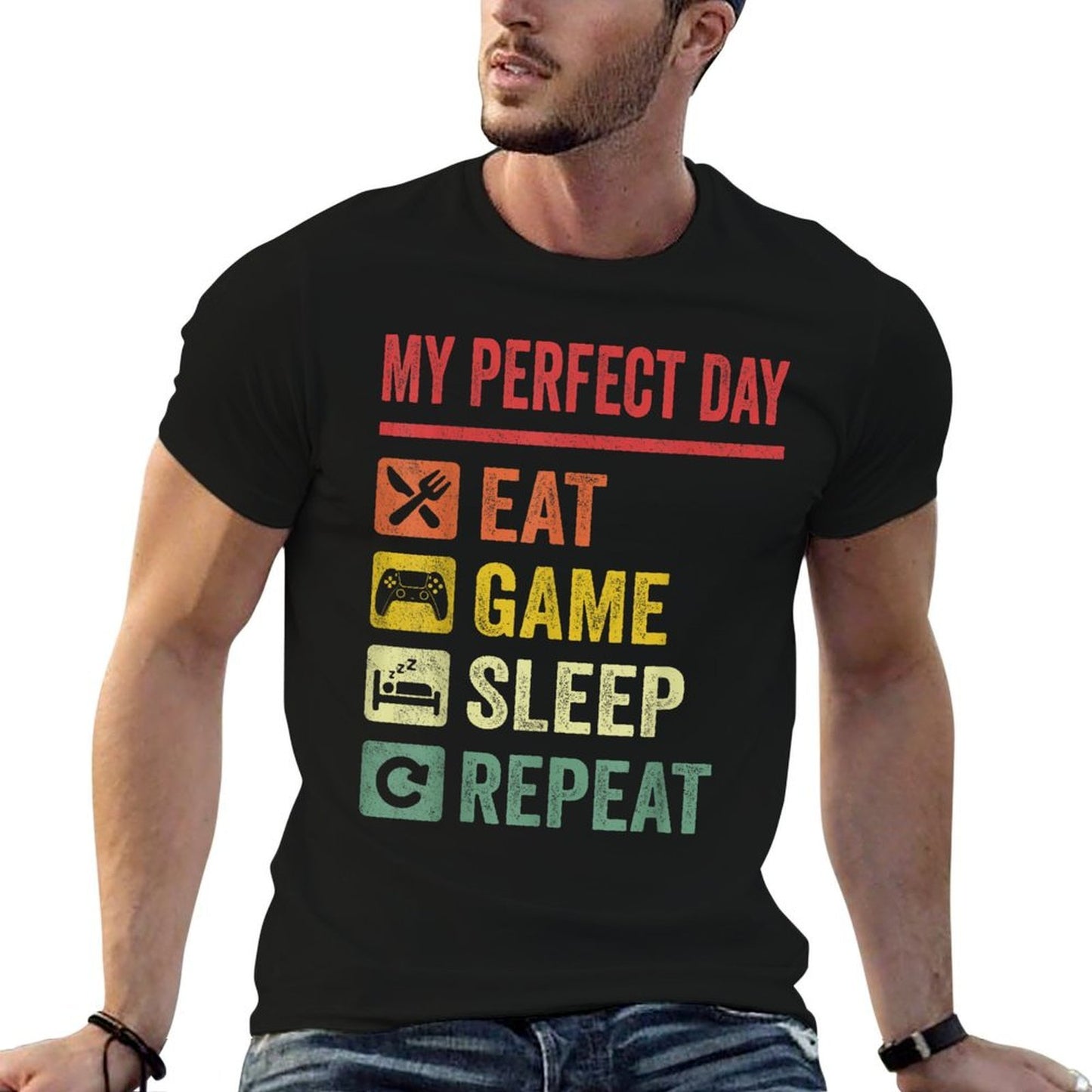 My Perfect Day Video Games Funny Cool Gamer Gift Comfortable T-Shirt