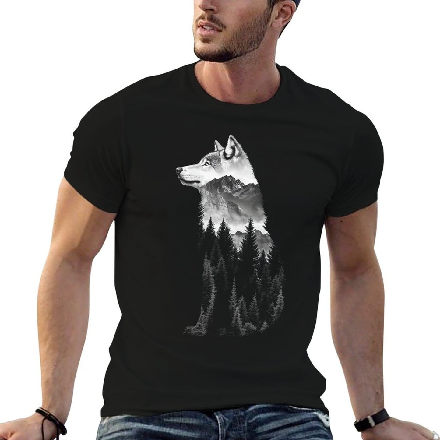 Womens Wolf Nature Lover Forest Mountains Animal Wolf Lover Soft T-Shirt