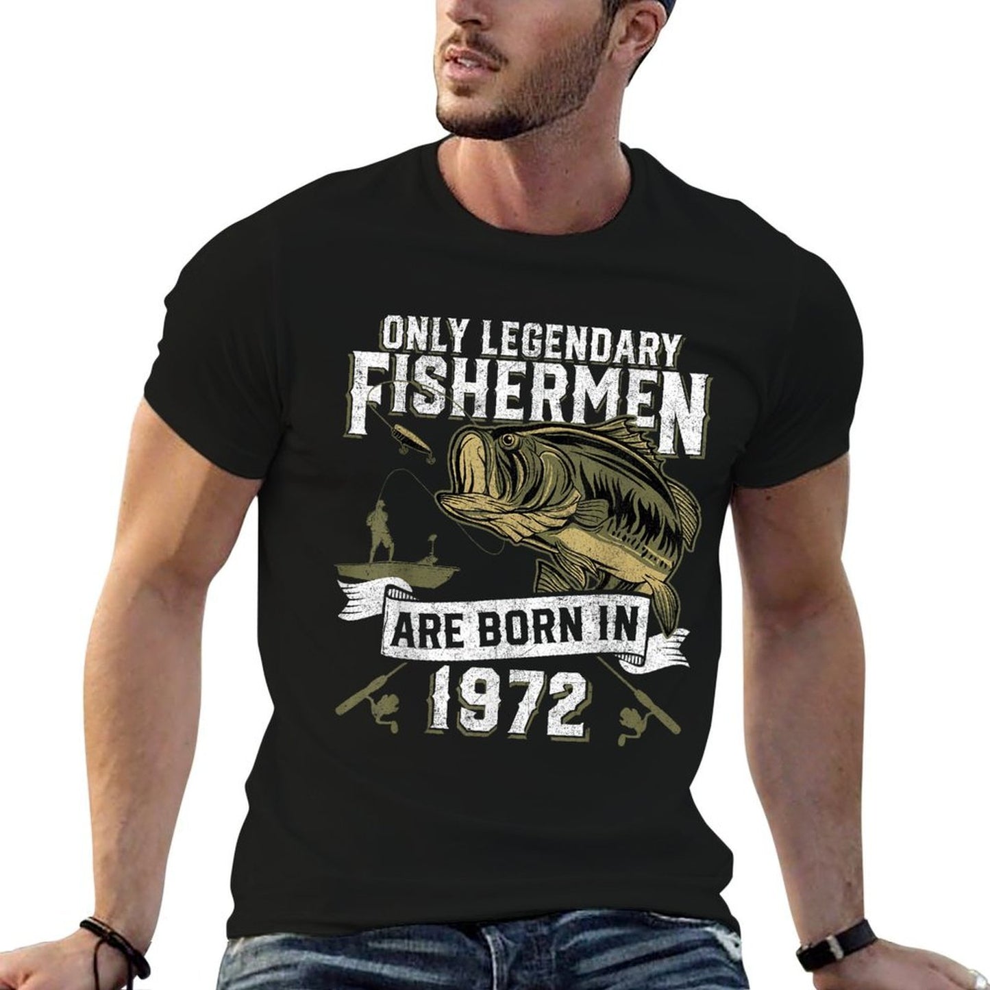 50 Year Old Fishing Birthday Born 1972 50th Fisherman Gift Quick-drying T-Shirt