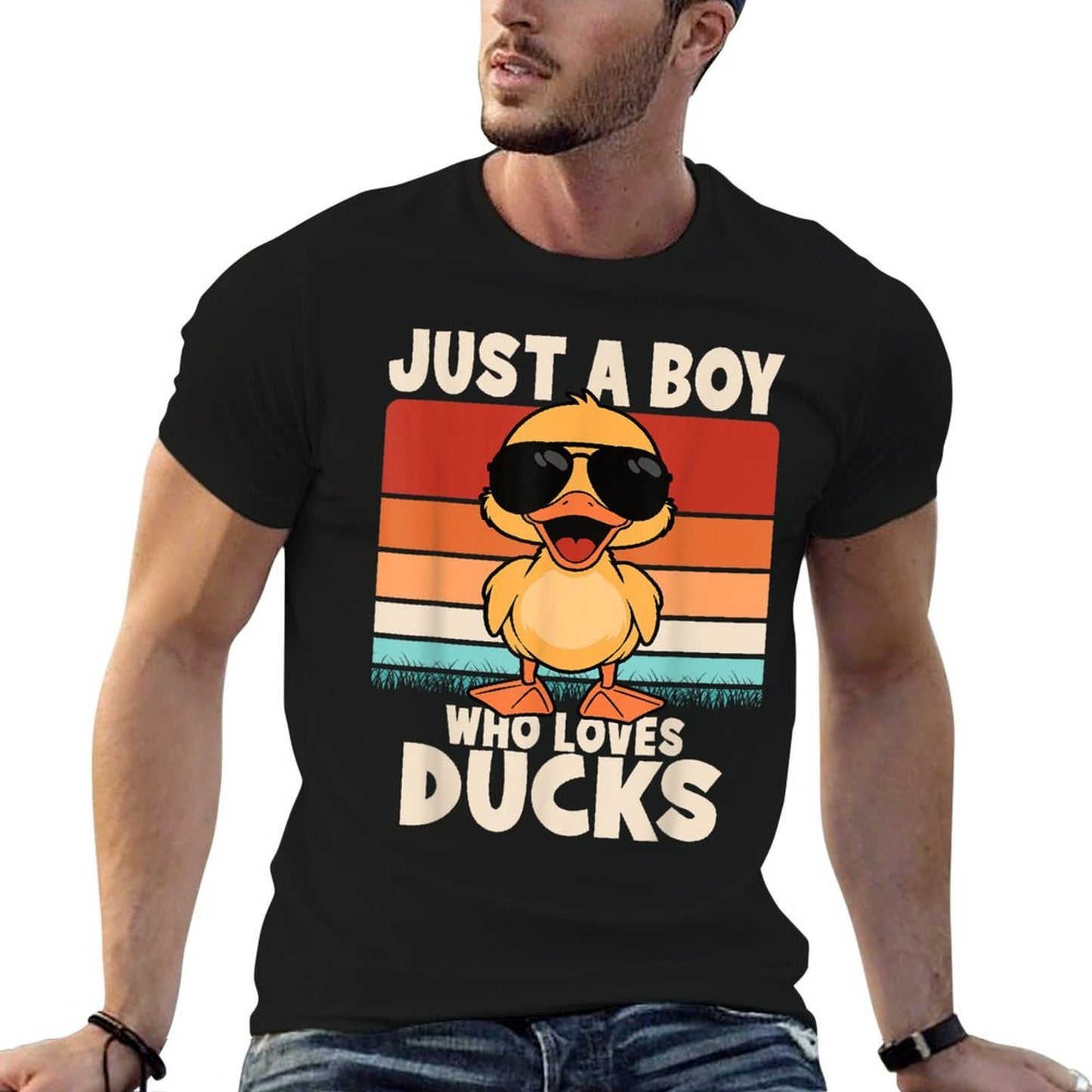 Just A Boy Who Loves Ducks Funny Duck Boys Kids Polyester Blend T-Shirt
