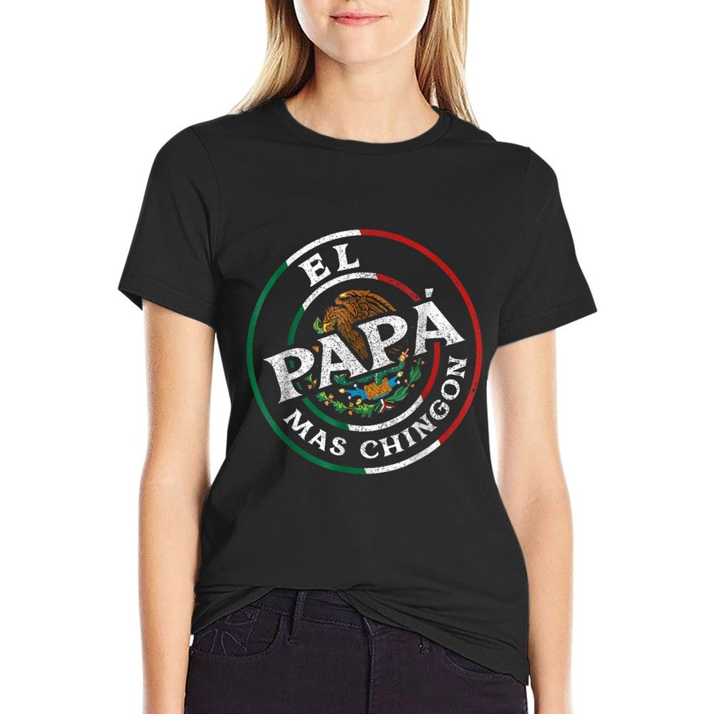 Father's Day El Papa Mas Chingon Funny Mexican Dad Spanish Fade-proof Color T-Shirt