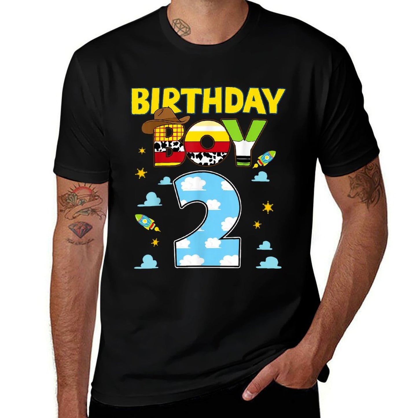 Western Family Birthday Boy 2 Cowboy 2nd Birthday Trendy Pattern T-Shirt