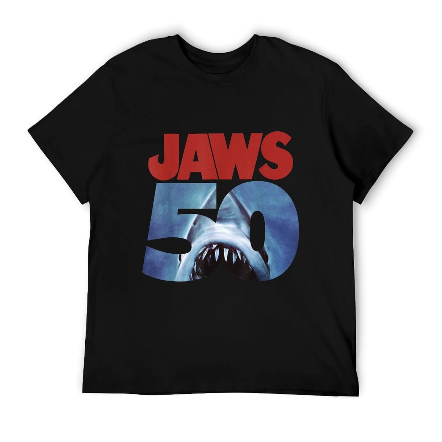 Jaws 50th Anniversary Logo Front & Back Fade-proof Color T-Shirt