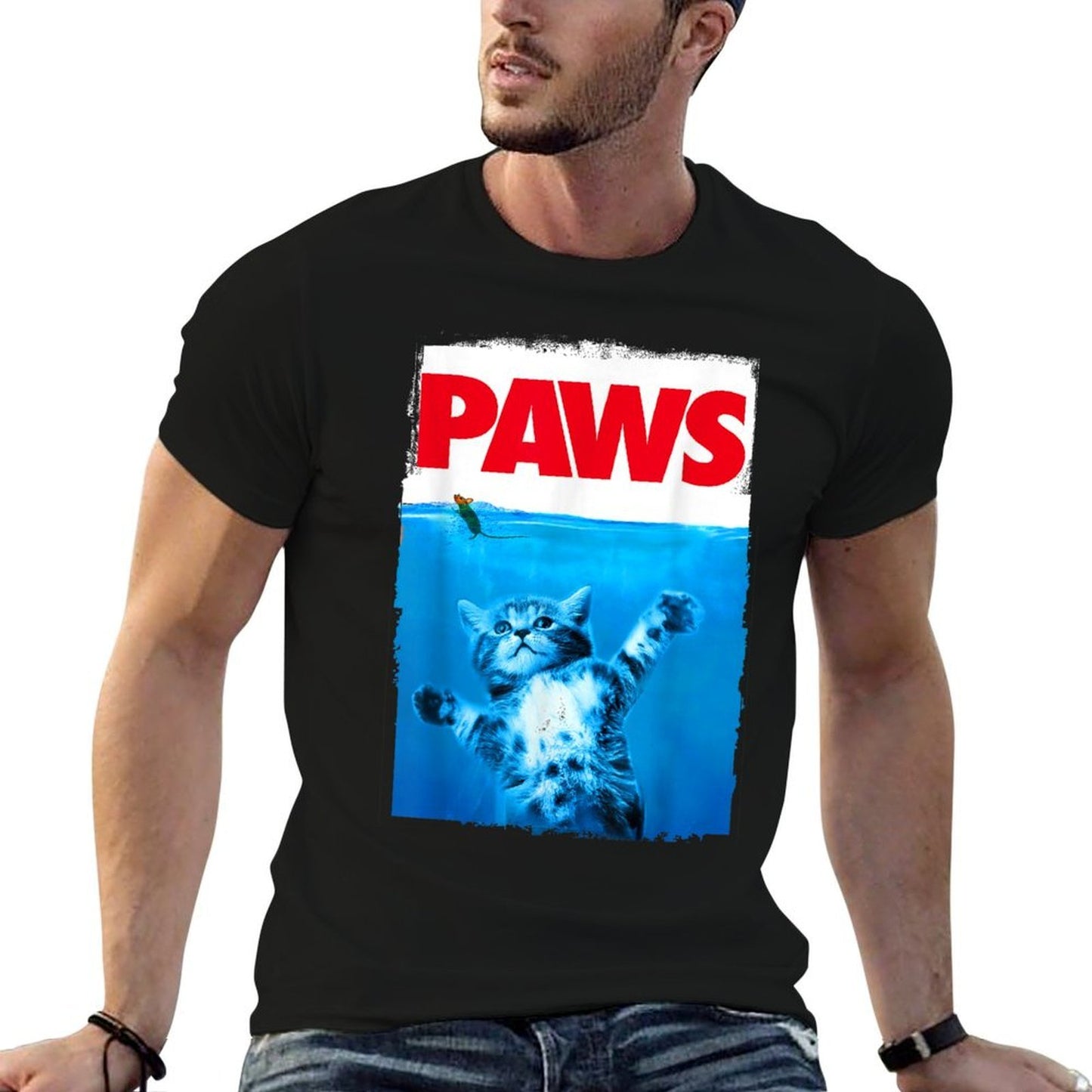 Xiongying Paws Cat And Mouse Top, Cute Funny Cat Lover Parody Affordable Price T-Shirt