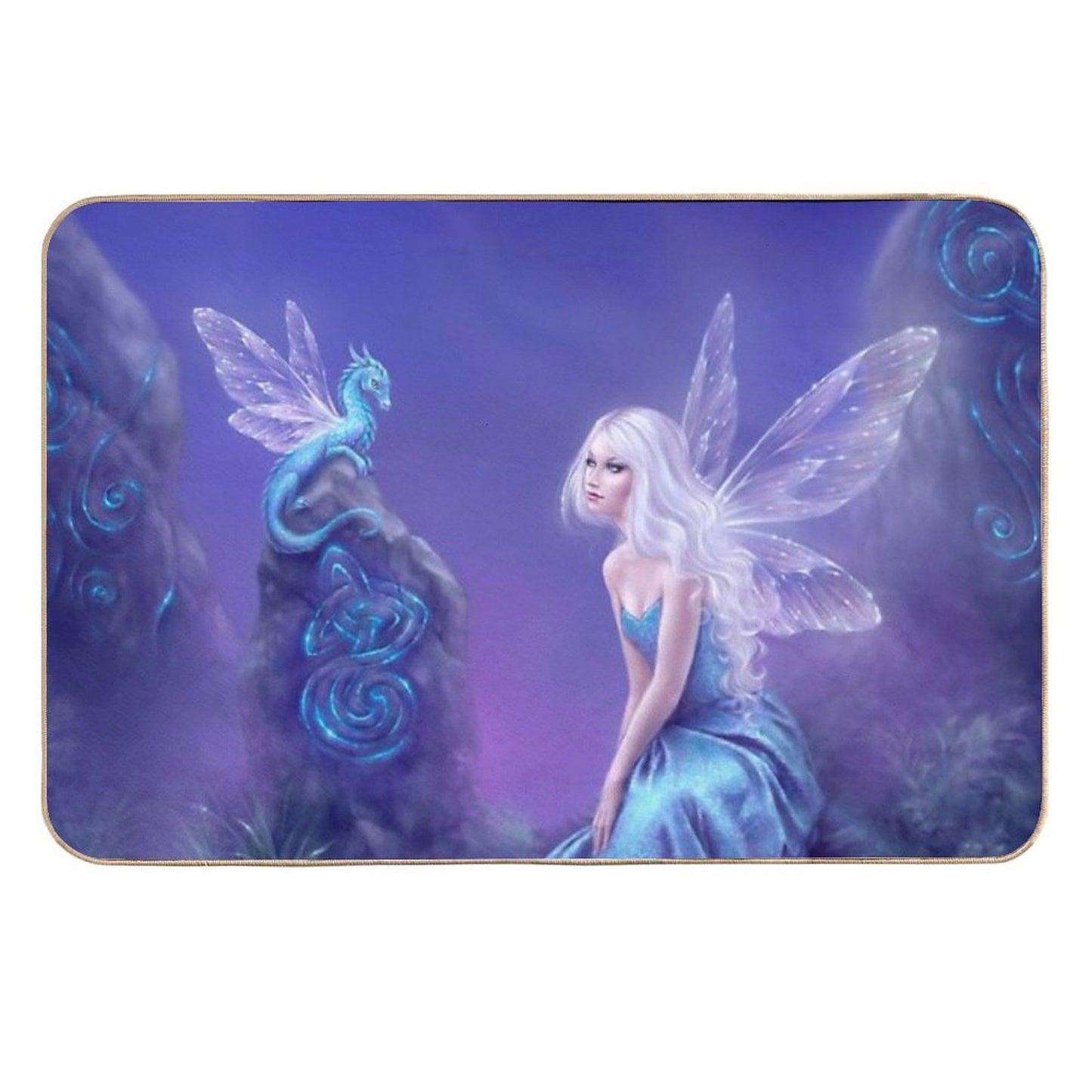 Luminescent Fairy & Dragon Art Pet-Safe Bath Mat