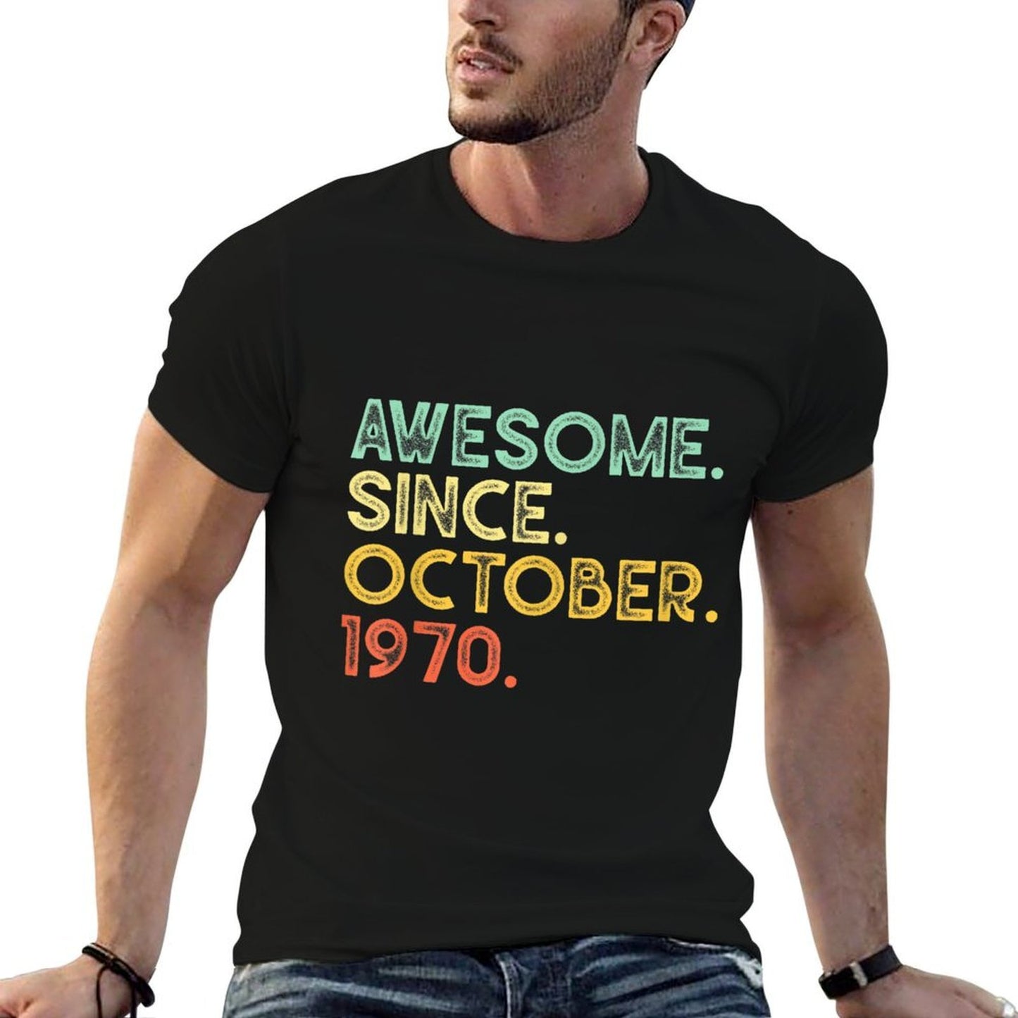 50 Years Old Awesome October 1970 50th Birthday Gift Vintage-inspired T-Shirt