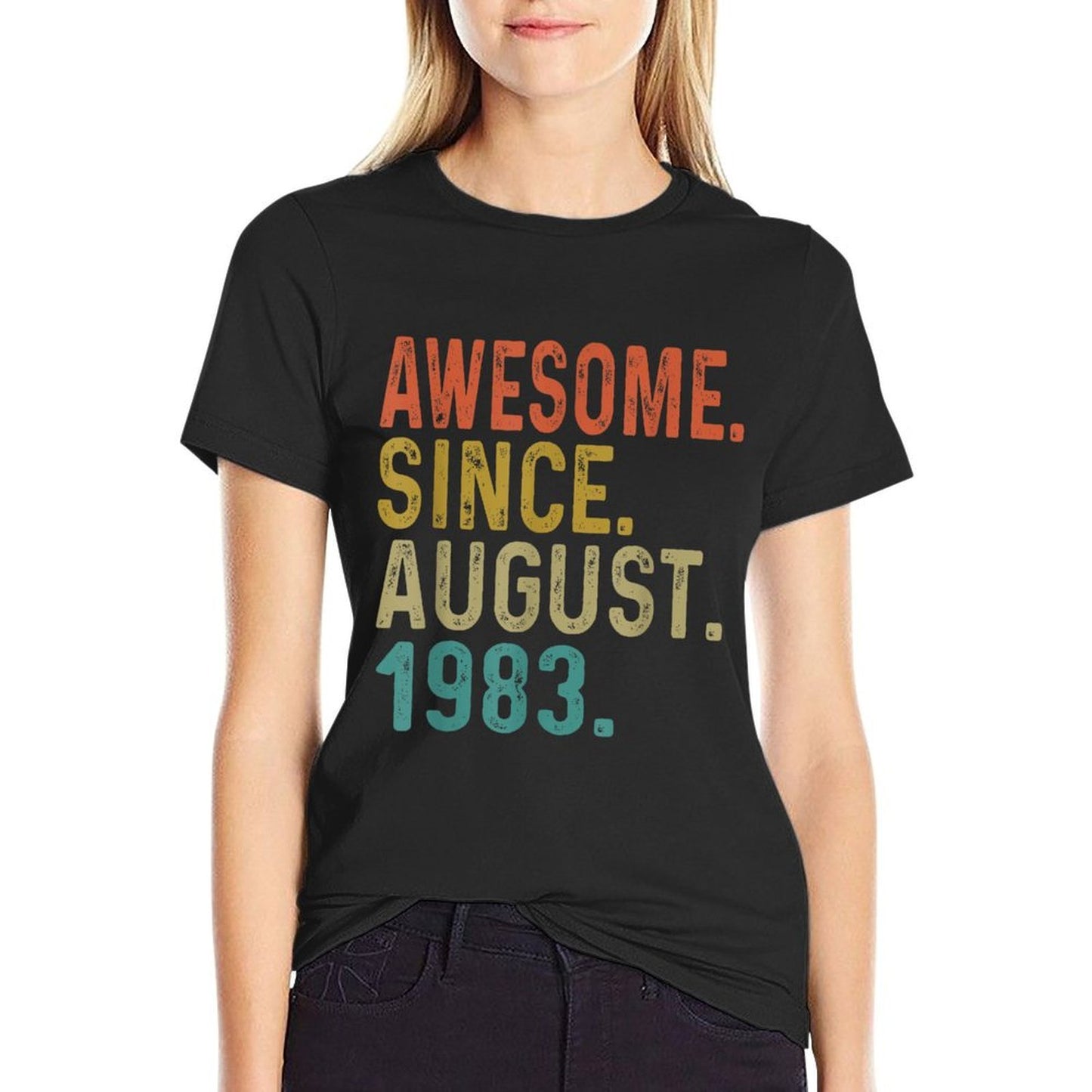 40 Year Old Awesome Since August 1983 Gifts 40th Birthday Heathered Texture T-Shirt