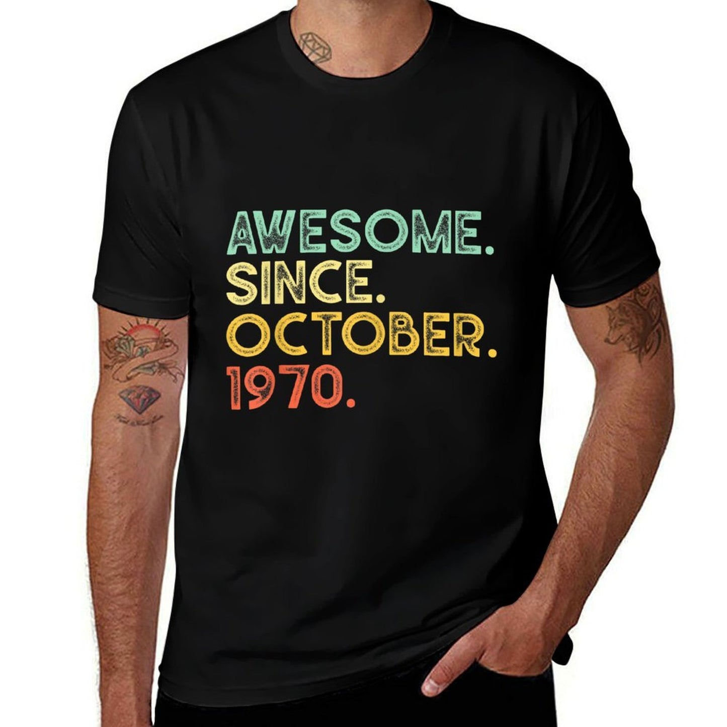 50 Years Old Awesome October 1970 50th Birthday Gift Vintage-inspired T-Shirt