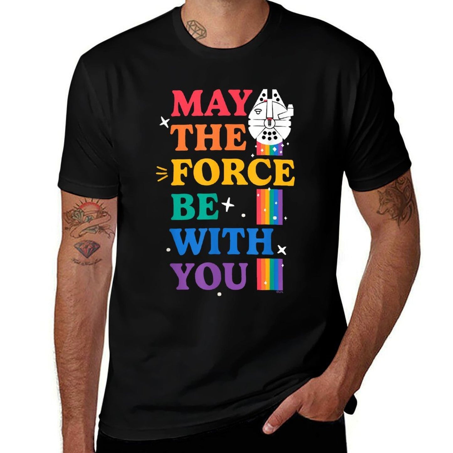 Star Wars Pride May The Force Be With You Rainbow Falcon Easy-care T-Shirt